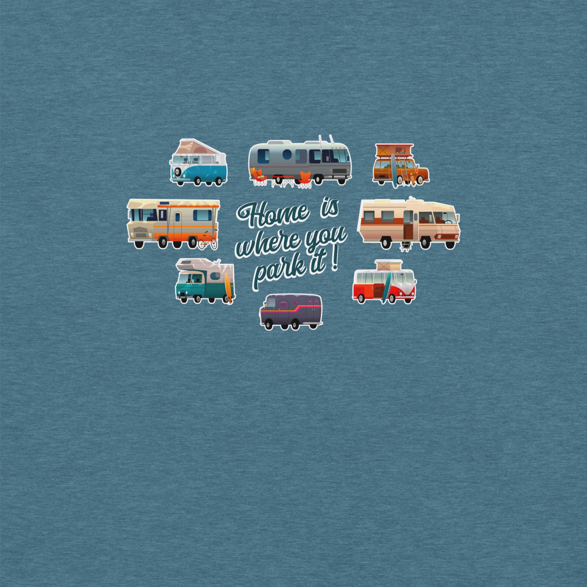 T-shirt en coton unisexe Square Vintage Campers sur couleurs chinées foncées