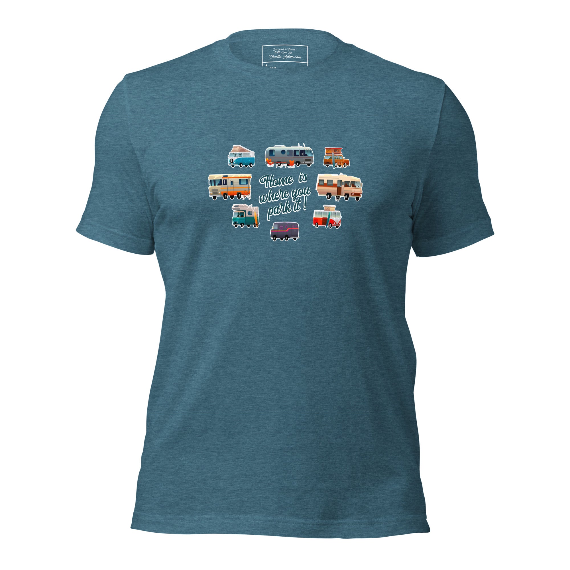 T-shirt en coton unisexe Square Vintage Campers sur couleurs chinées foncées