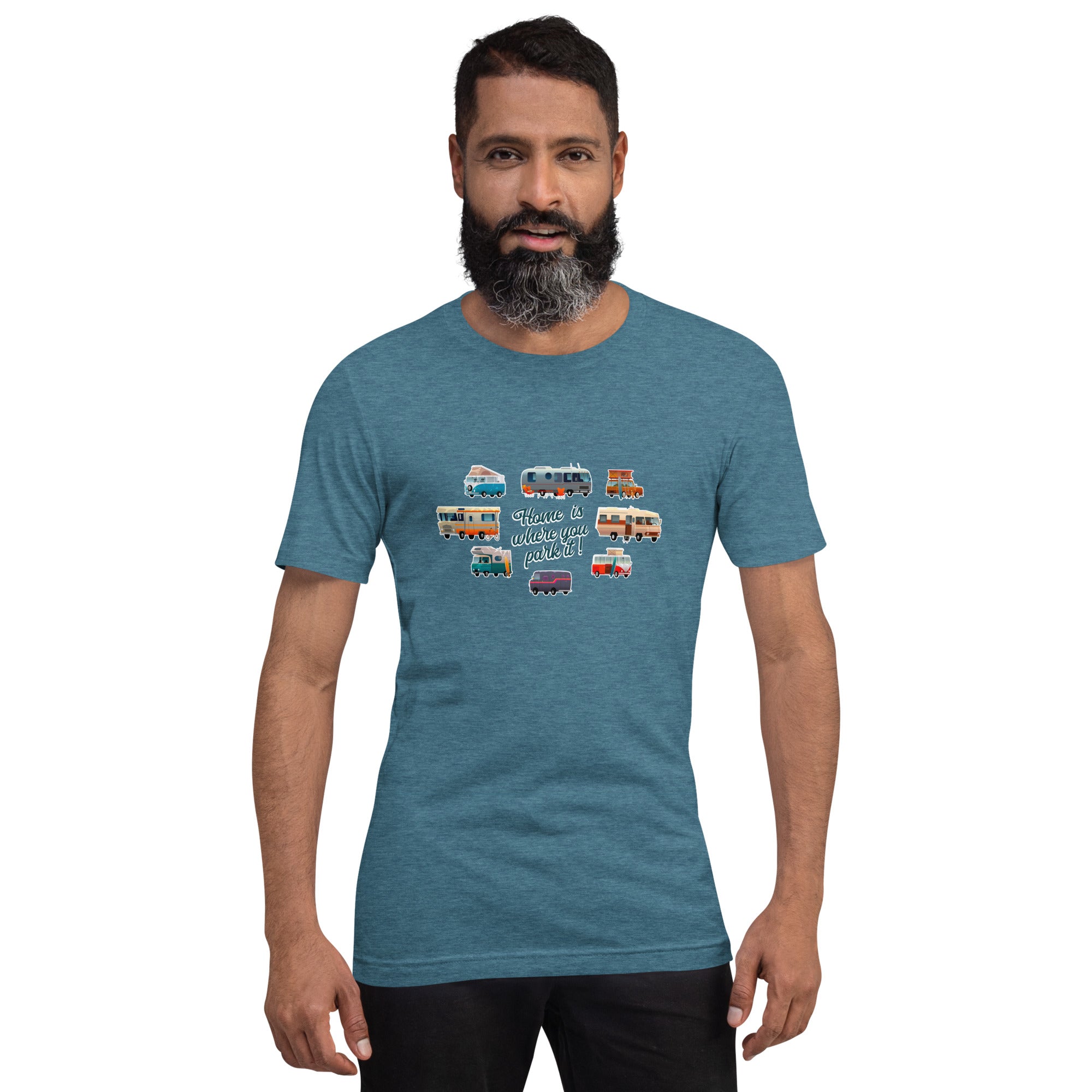 T-shirt en coton unisexe Square Vintage Campers sur couleurs chinées foncées