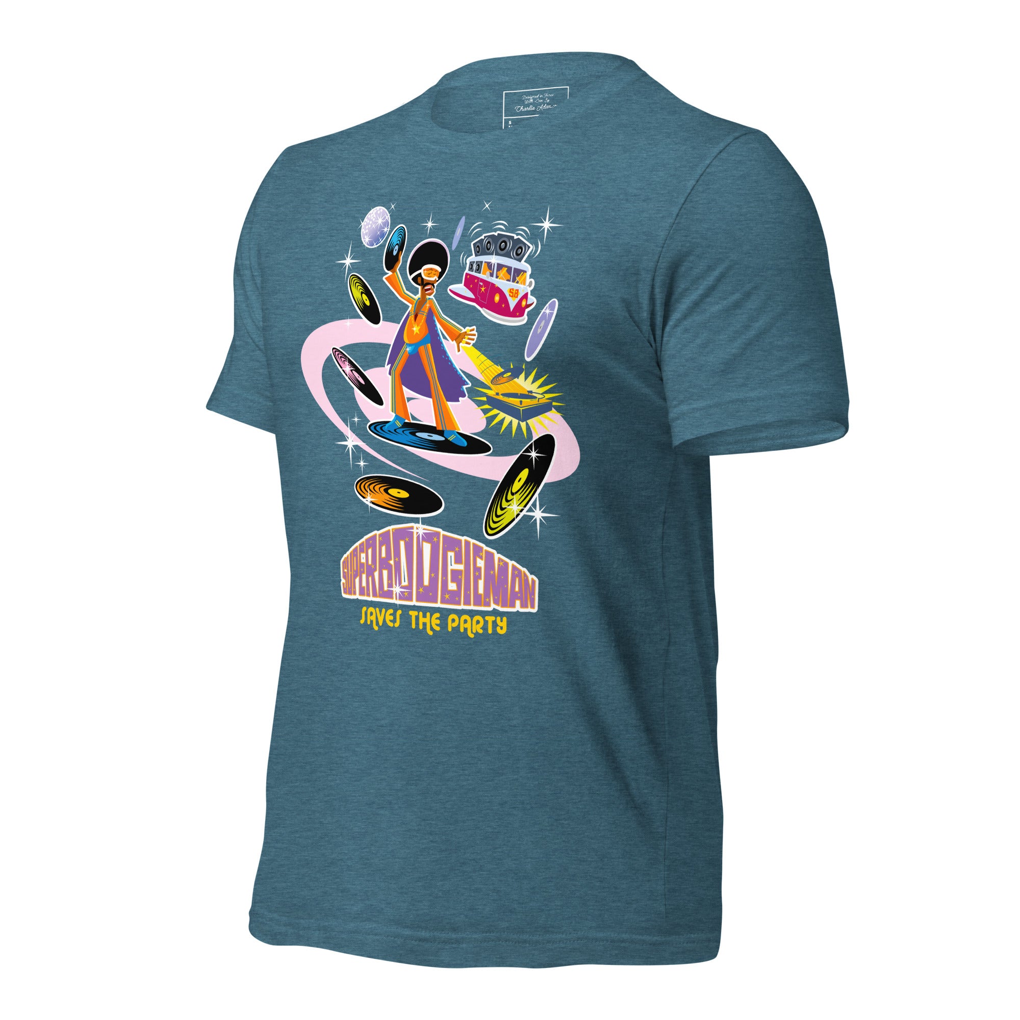 Unisex t-shirt Superboogieman saves the Party on dark heather colors