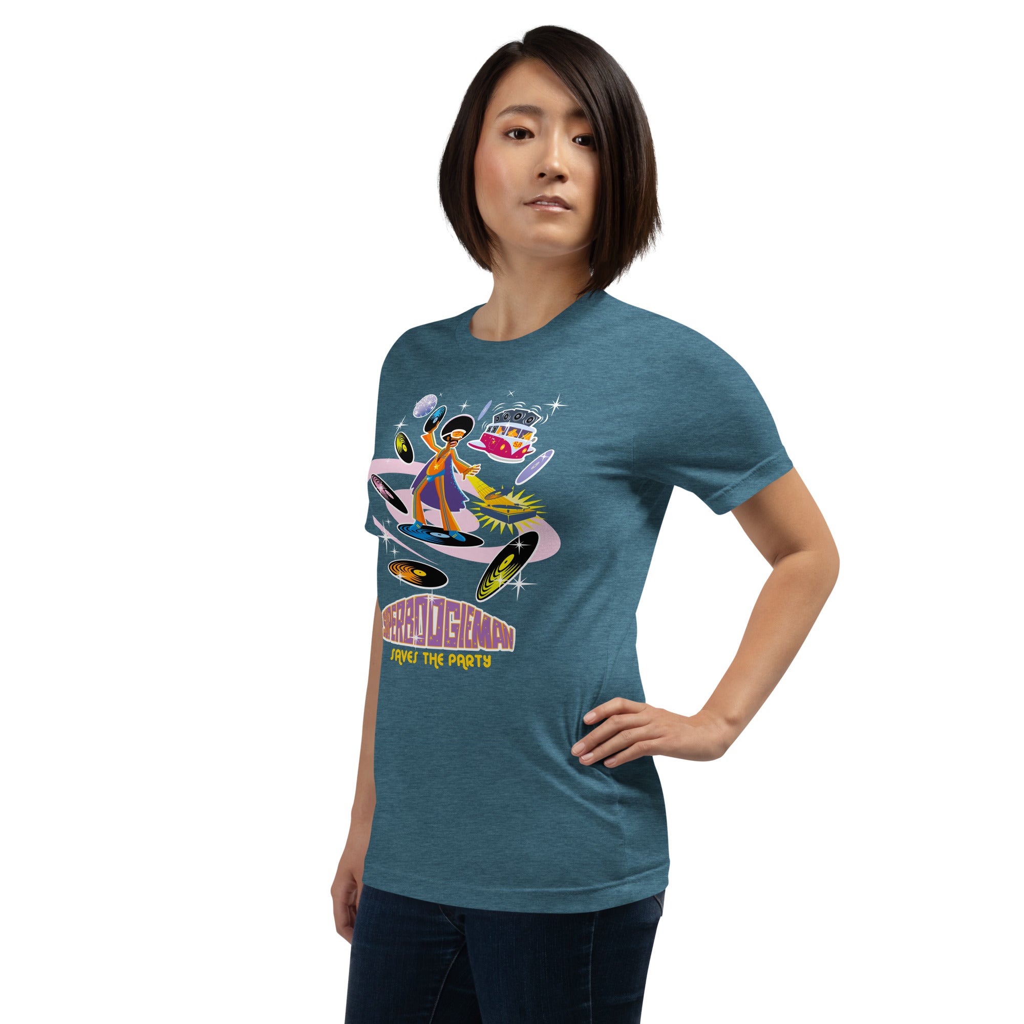 Unisex t-shirt Superboogieman saves the Party on dark heather colors