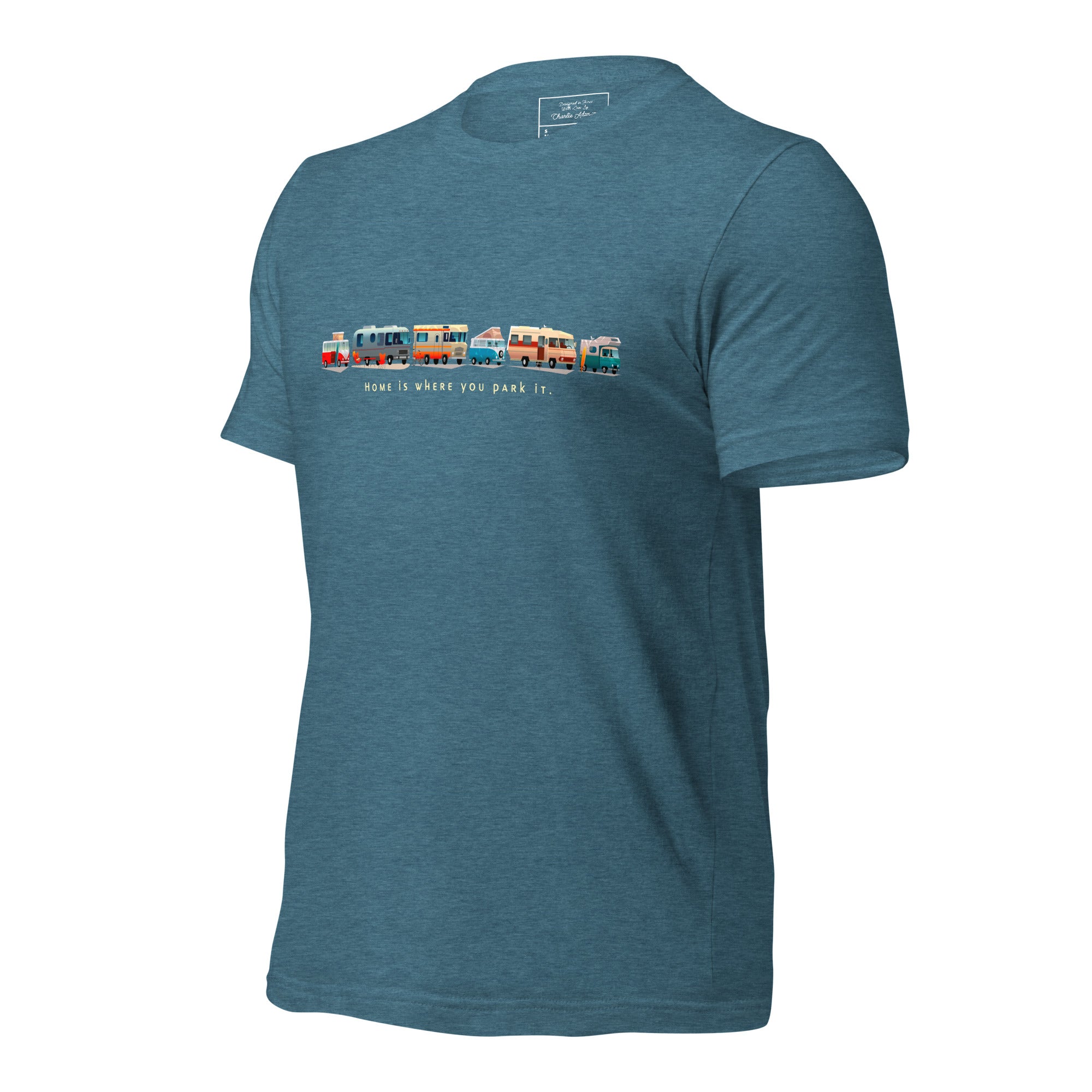 T-shirt en coton unisexe Vintage Campers: Home is where you park it sur couleurs chinées foncées