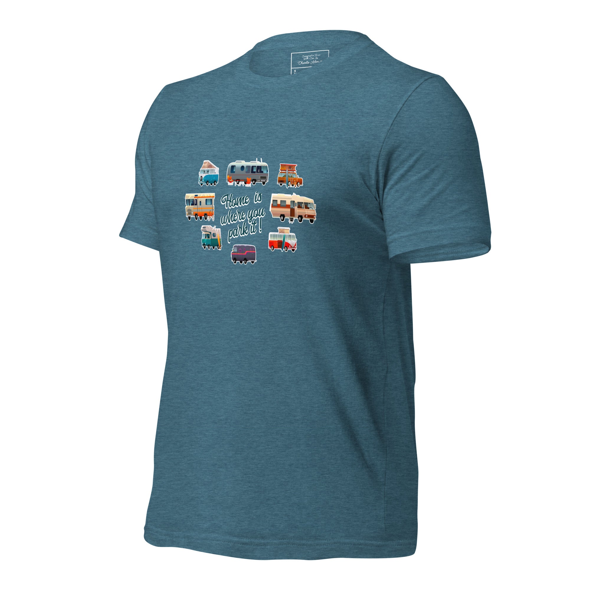 T-shirt en coton unisexe Square Vintage Campers sur couleurs chinées foncées