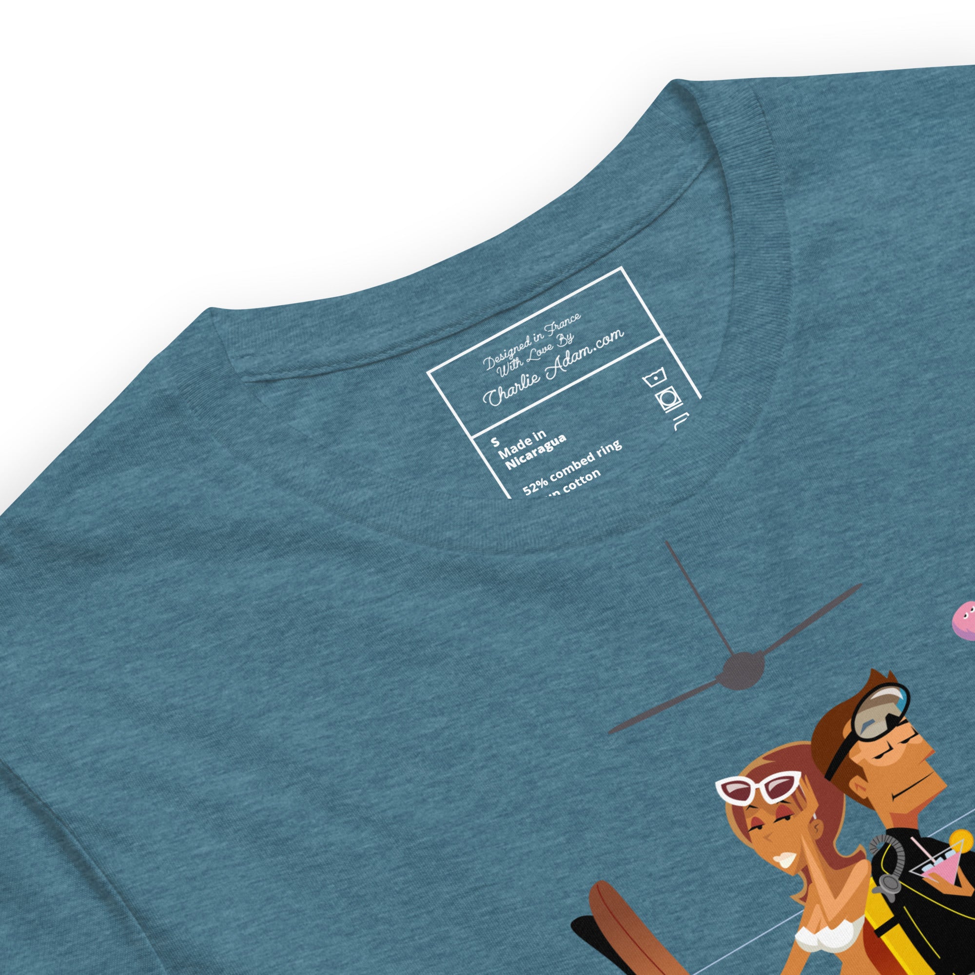 T-shirt en coton unisexe License to Chill Vamos a la playa sur couleurs chinées foncées