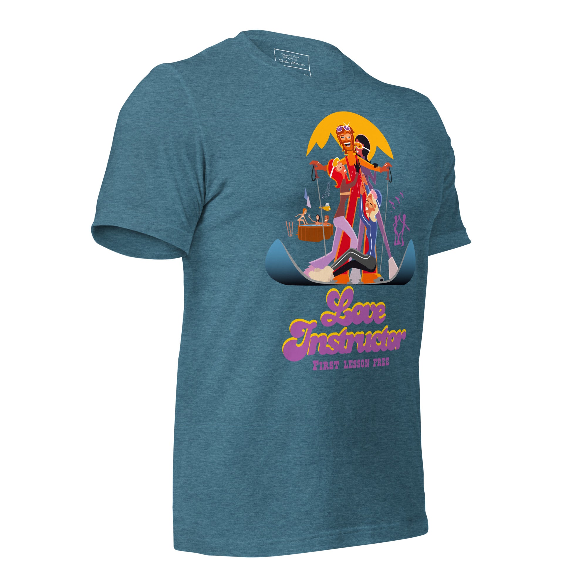 Unisex t-shirt Love instructor First lesson free on dark heather colors