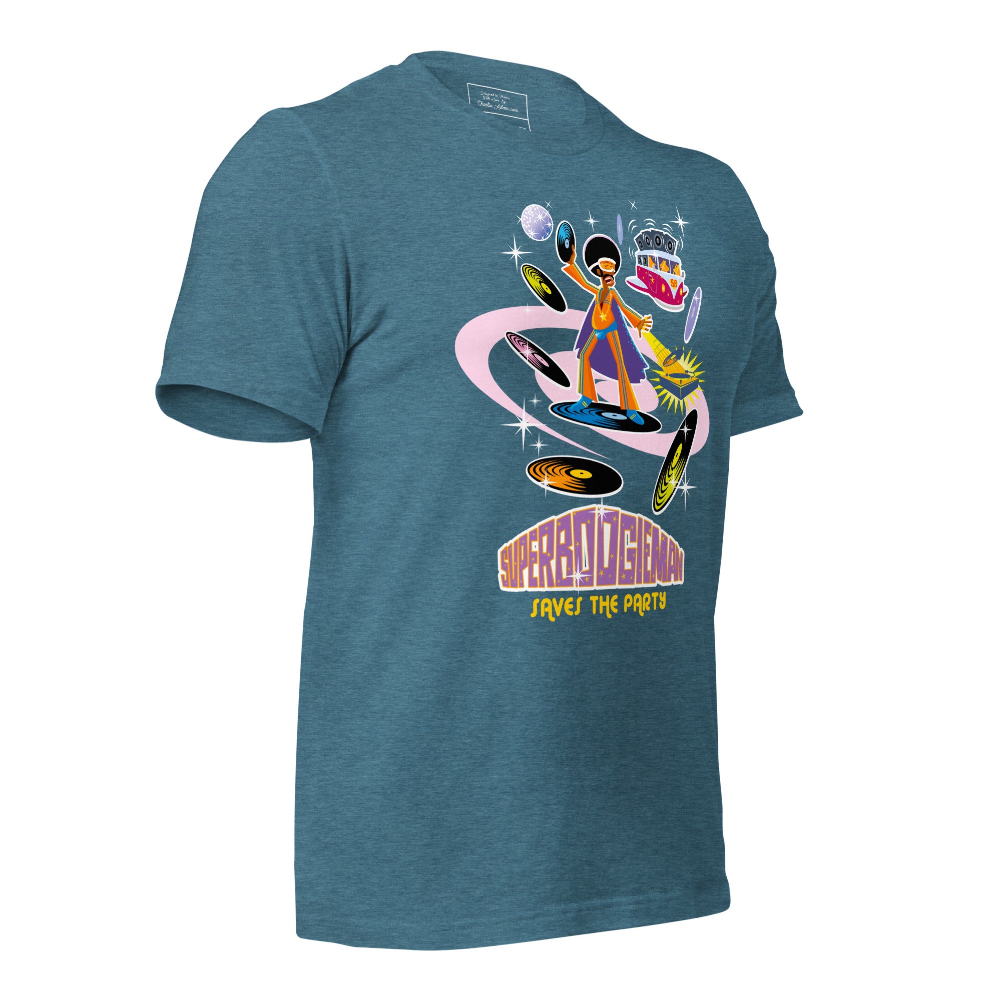 Unisex t-shirt Superboogieman saves the Party on dark heather colors
