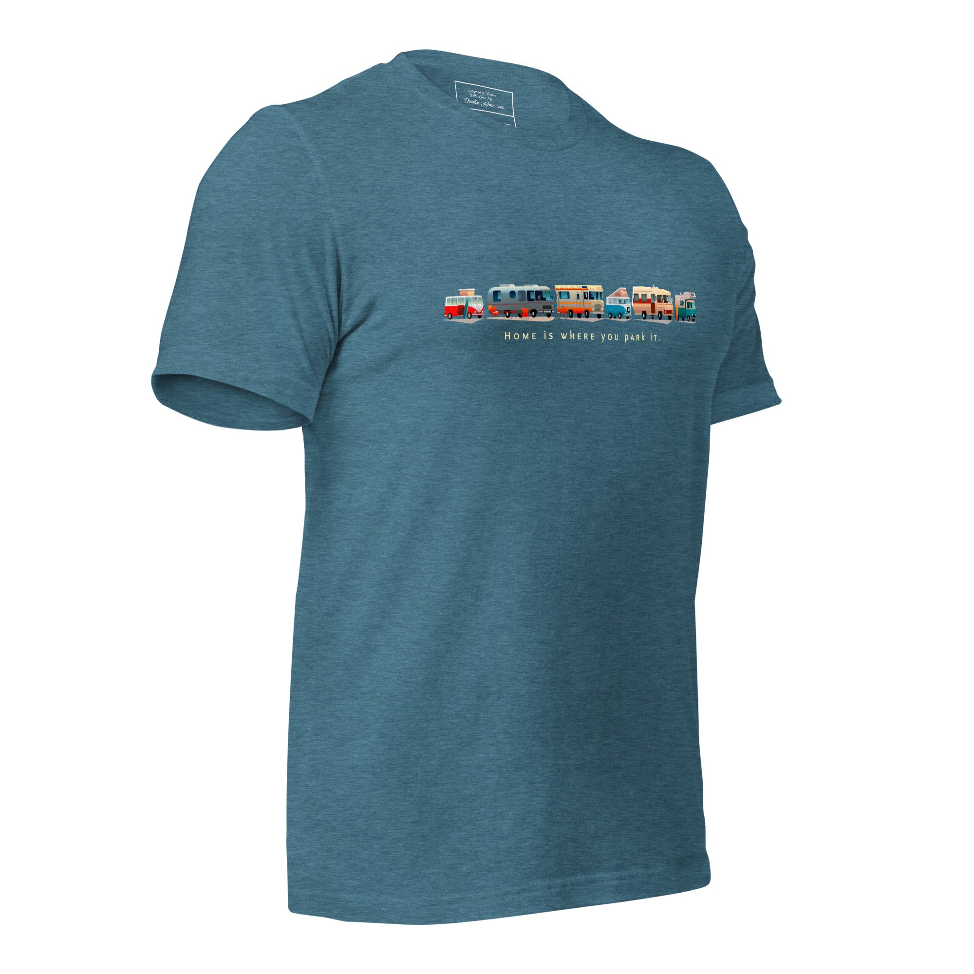 T-shirt en coton unisexe Vintage Campers: Home is where you park it sur couleurs chinées foncées