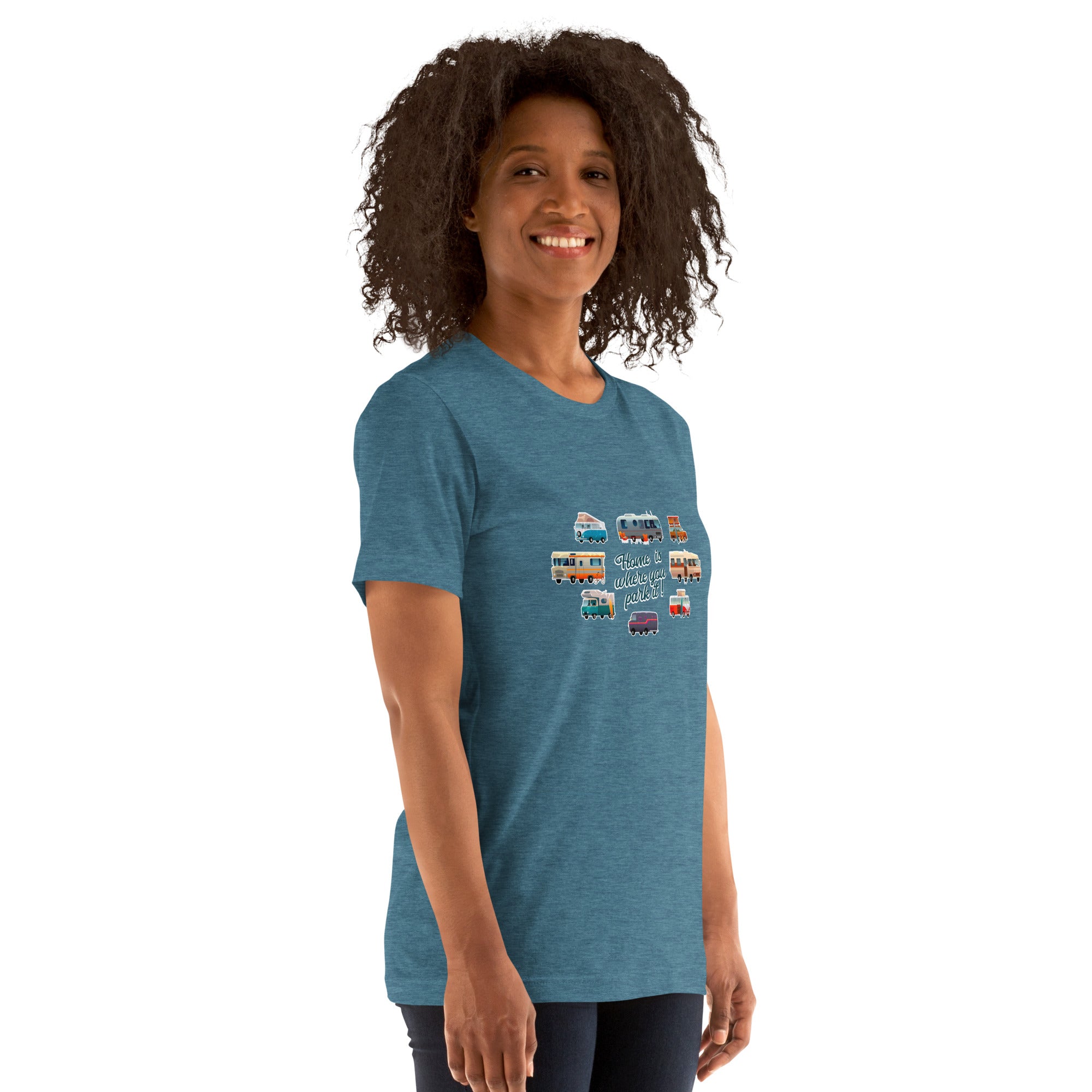 T-shirt en coton unisexe Square Vintage Campers sur couleurs chinées foncées