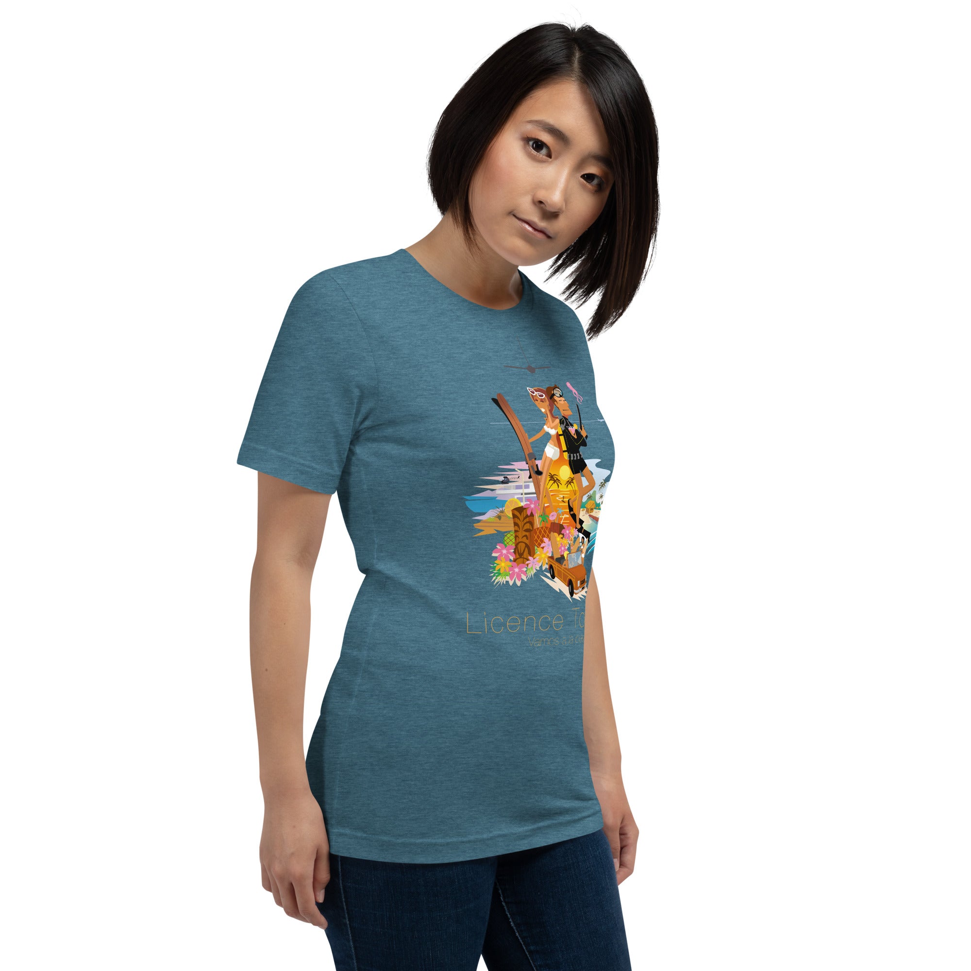 T-shirt en coton unisexe License to Chill Vamos a la playa sur couleurs chinées foncées
