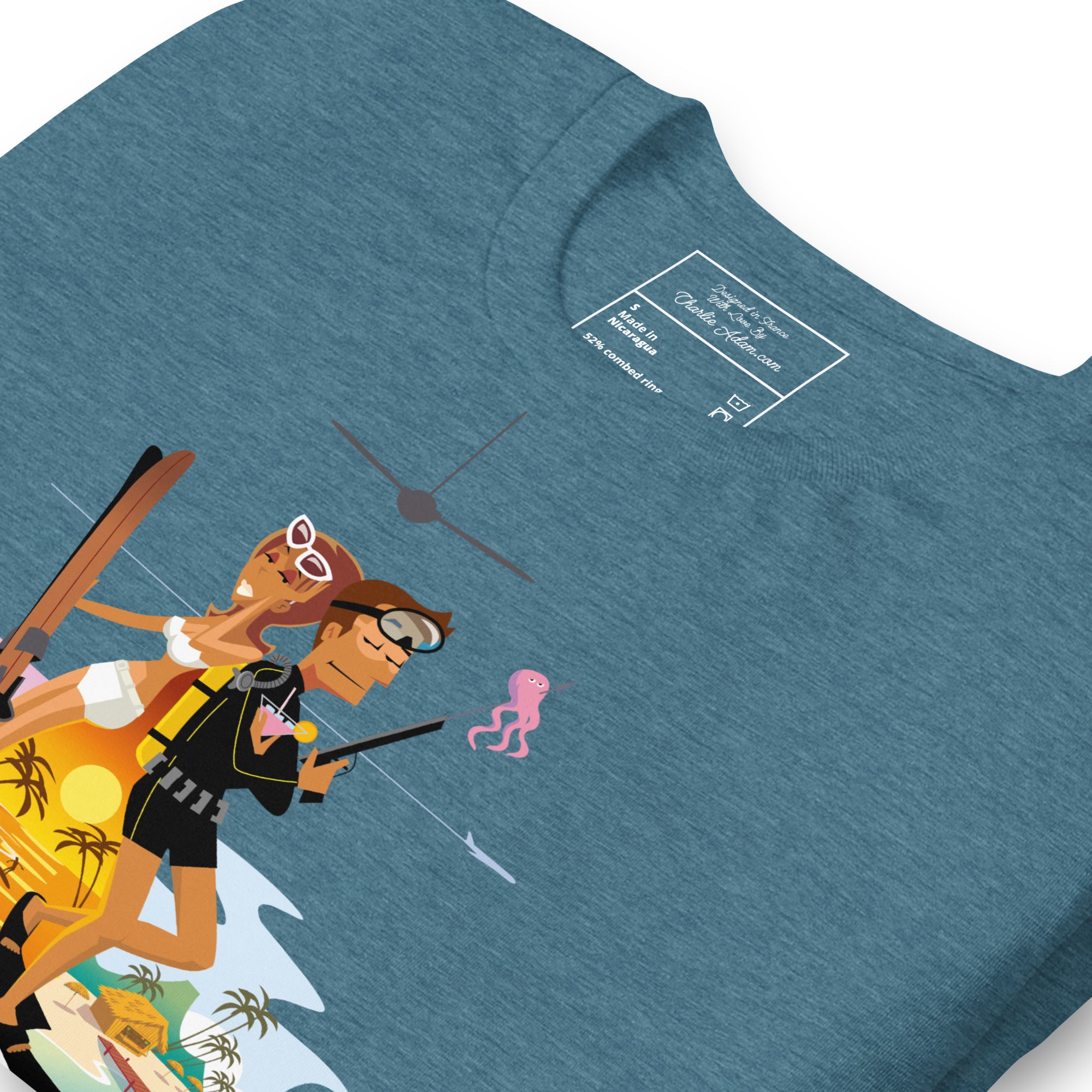 T-shirt en coton unisexe License to Chill Vamos a la playa sur couleurs chinées foncées