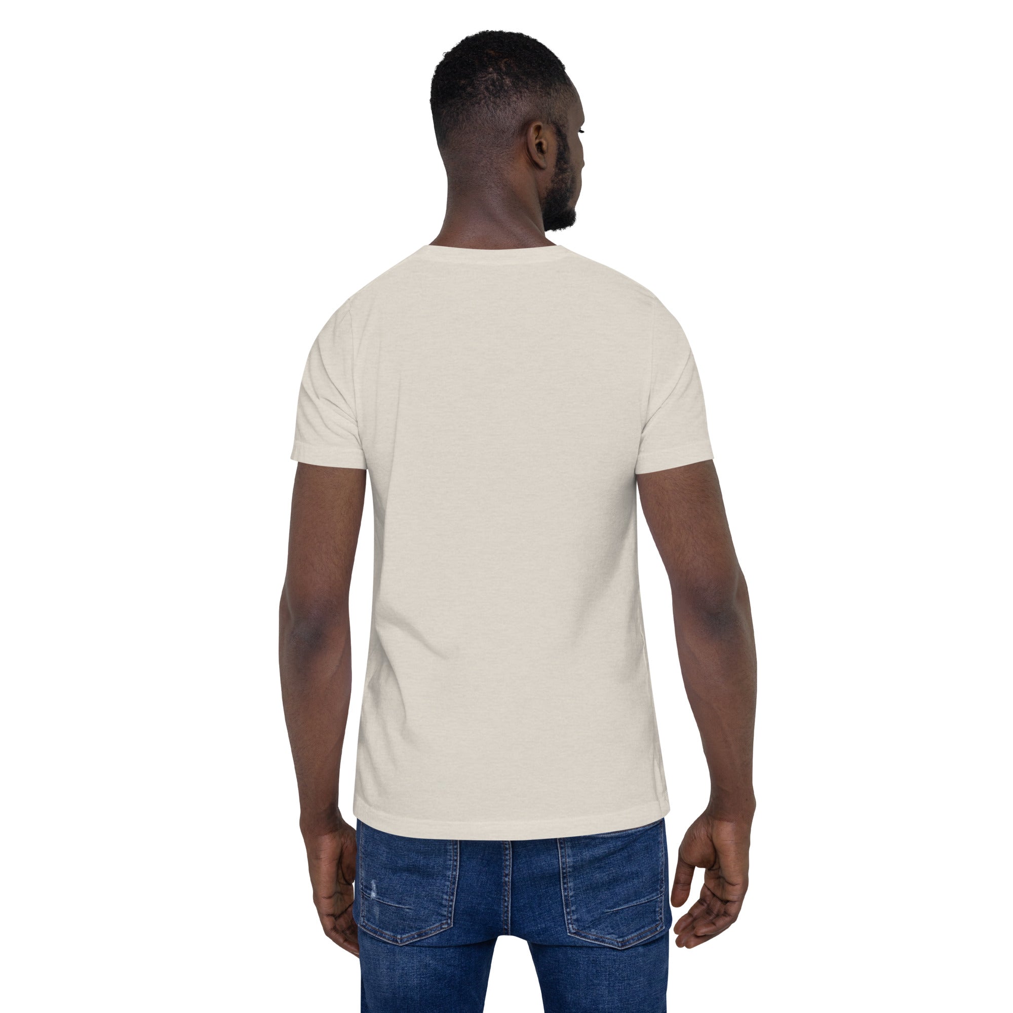 T-shirt en coton unisexe Make Bouillabaisse Not War sur couleurs chinées claires