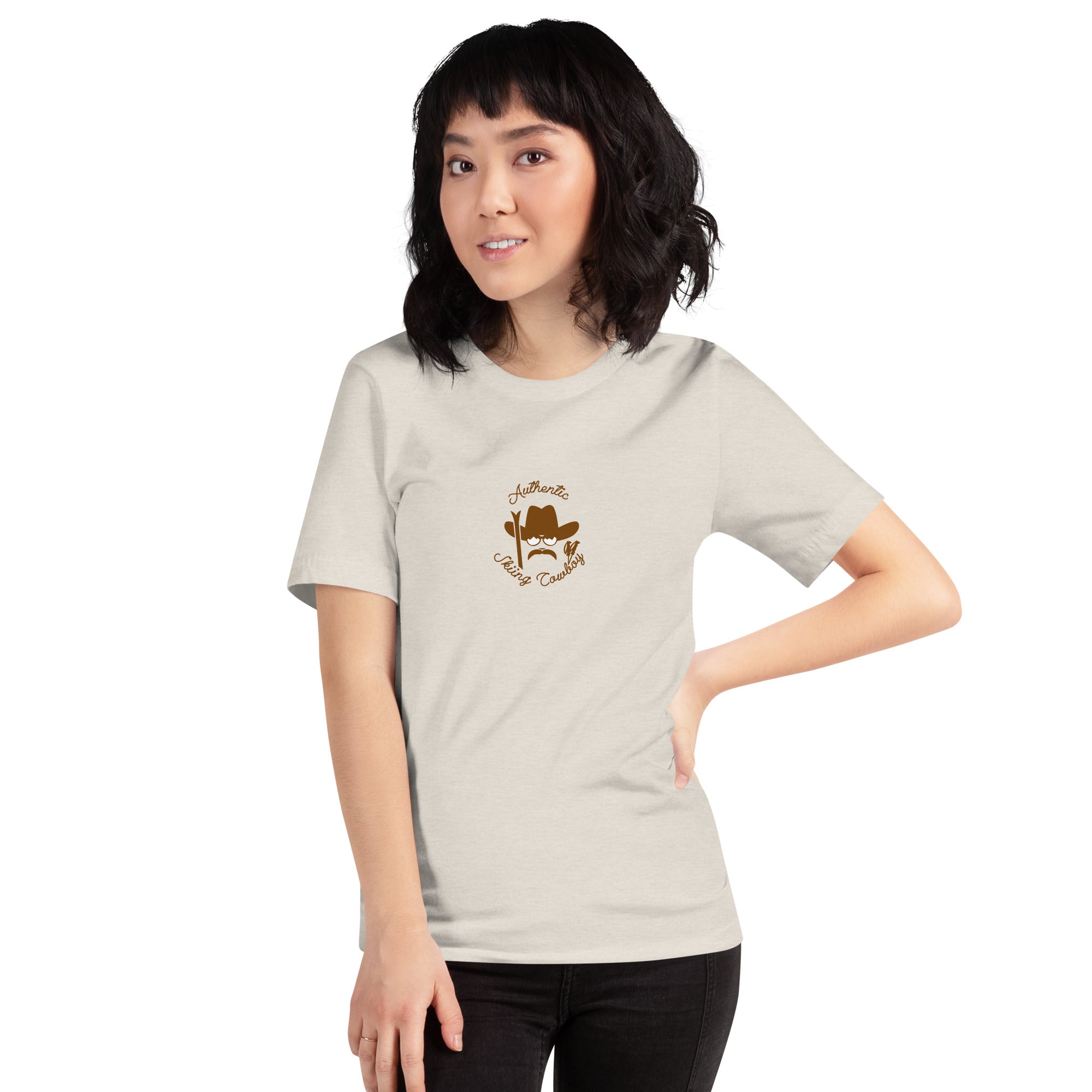 Unisex t-shirt Authentic Skiing Cowboy on heather colors
