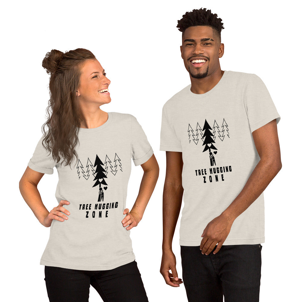 Unisex t-shirt Tree hugging zone on light heather colors