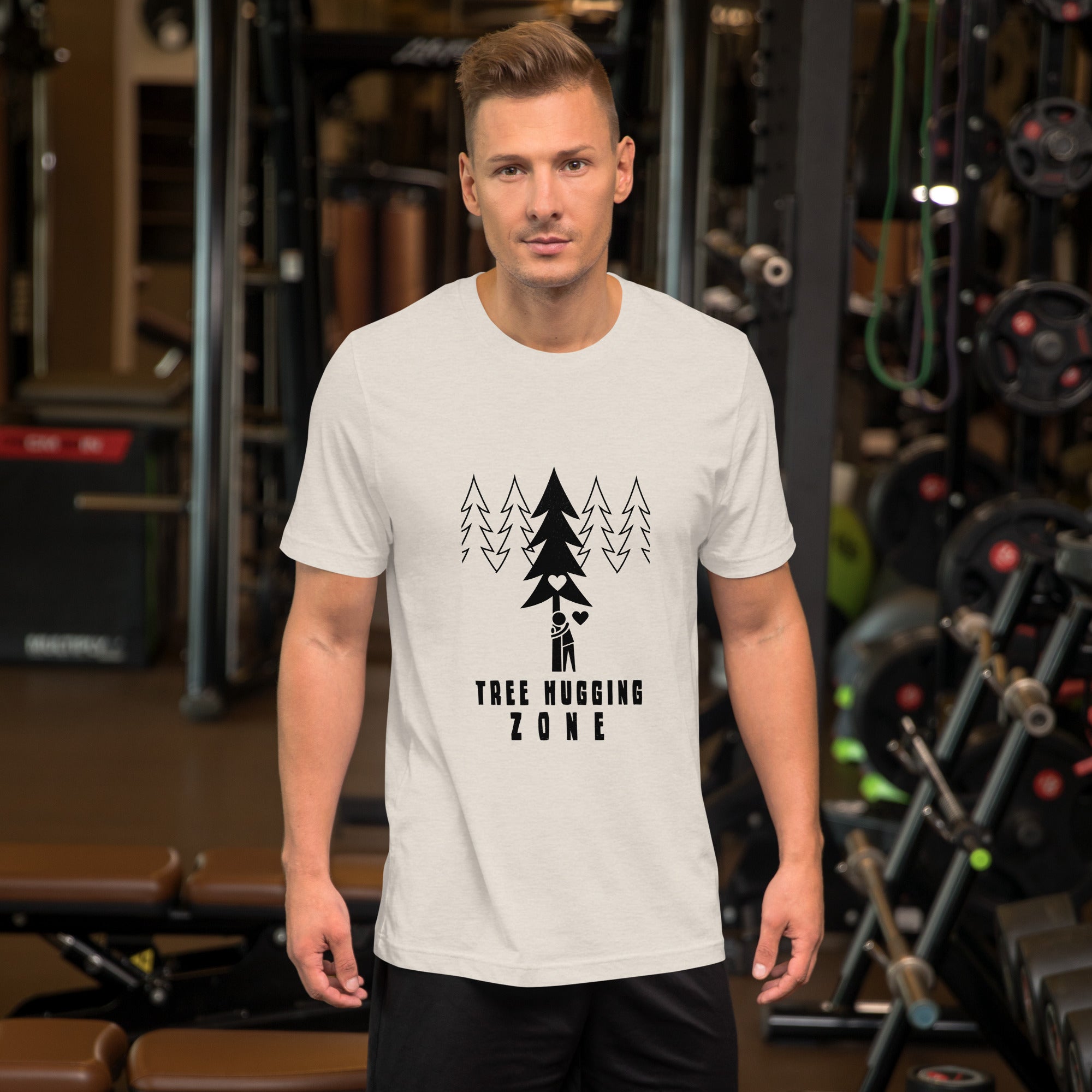 Unisex t-shirt Tree hugging zone on light heather colors