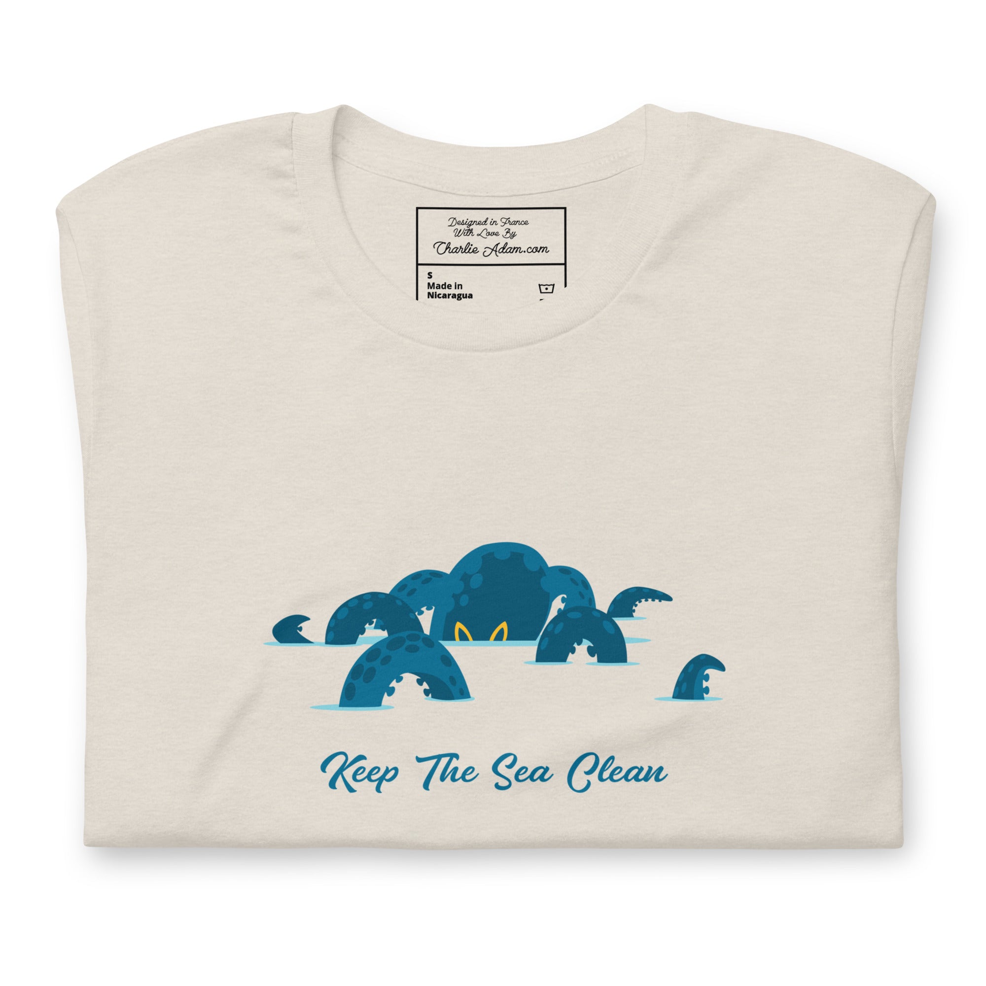 T-shirt en coton unisexe Octopus Blue sur couleurs chinées claires