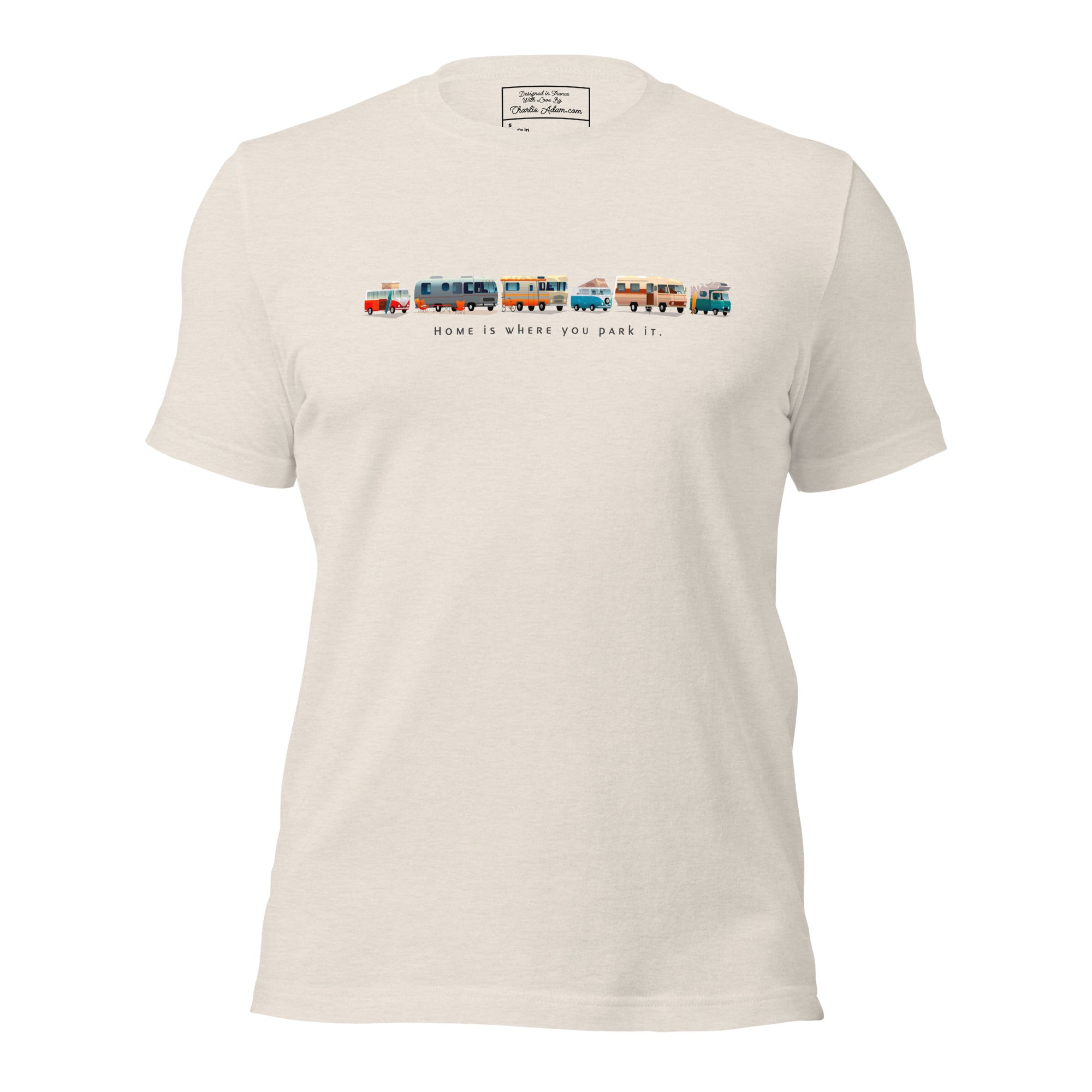 T-shirt en coton unisexe Vintage Campers sur couleurs chinées claires