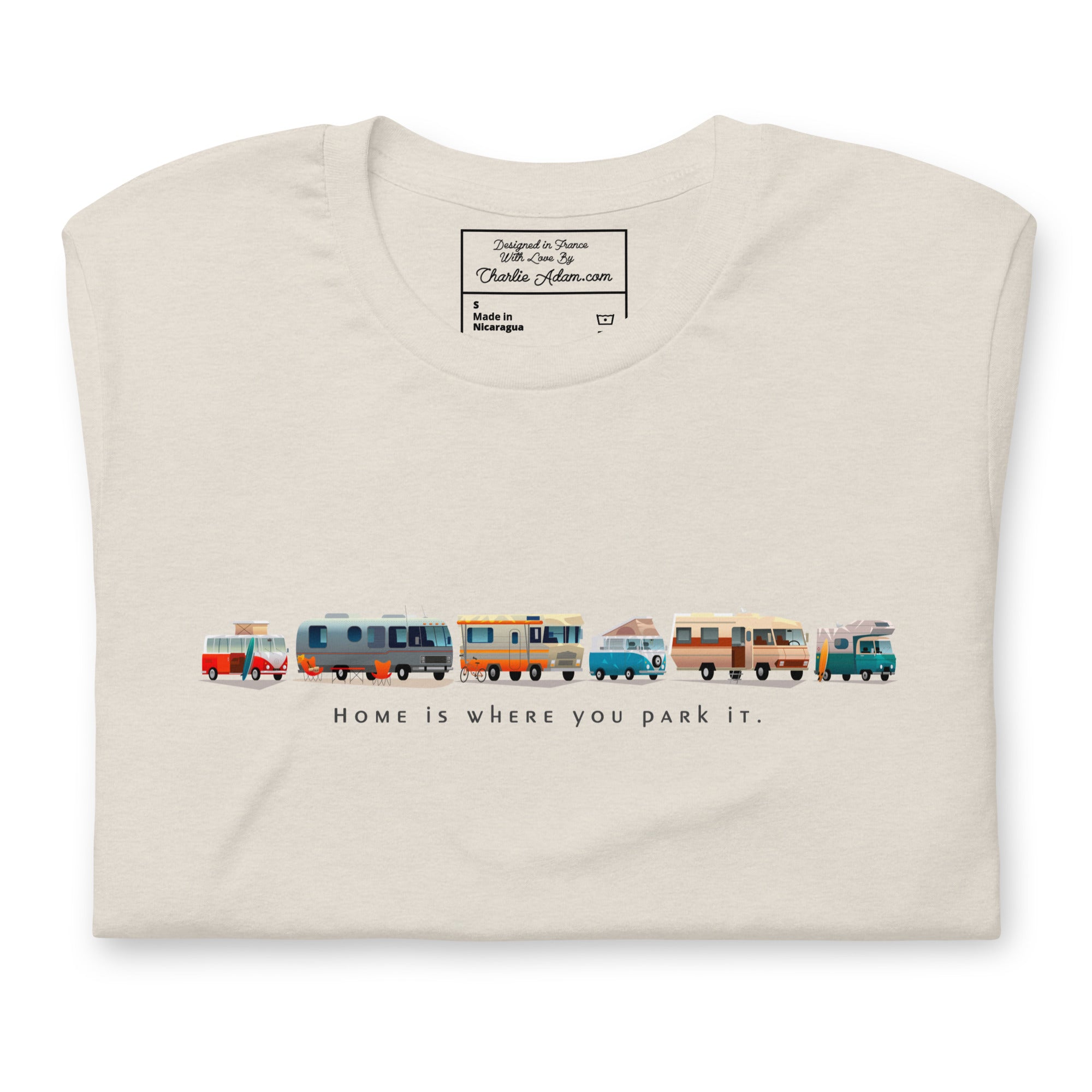 T-shirt en coton unisexe Vintage Campers sur couleurs chinées claires