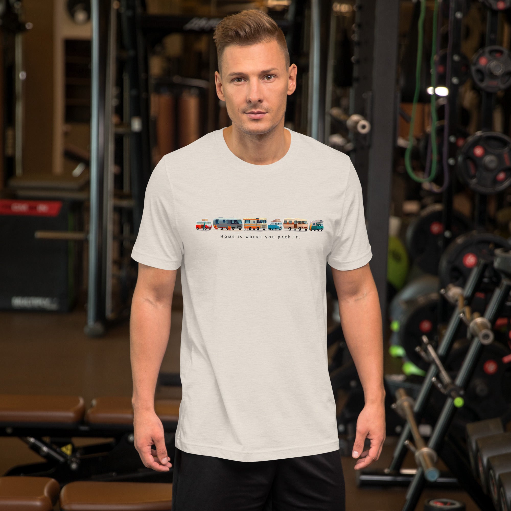 T-shirt en coton unisexe Vintage Campers sur couleurs chinées claires