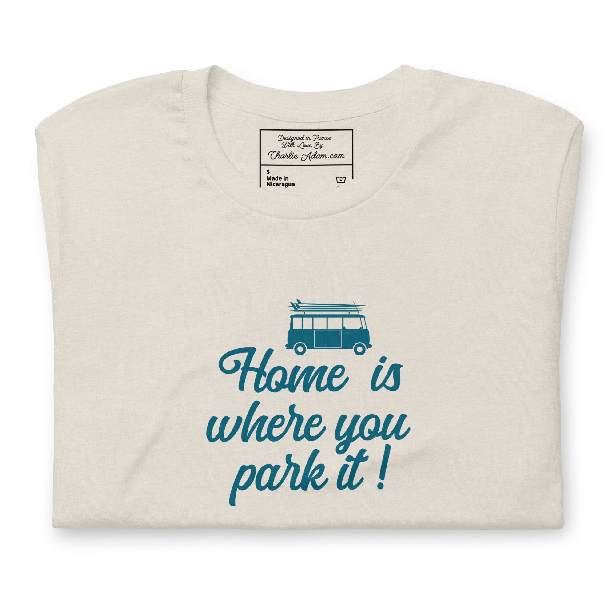 T-shirt en coton unisexe Blue Surf Combi sur couleurs chinées claires