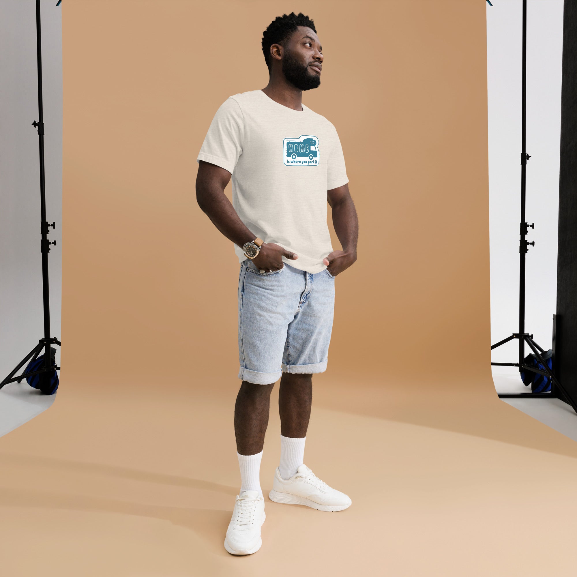 Unisex cotton t-shirt Bold Camper Van on light heather colors