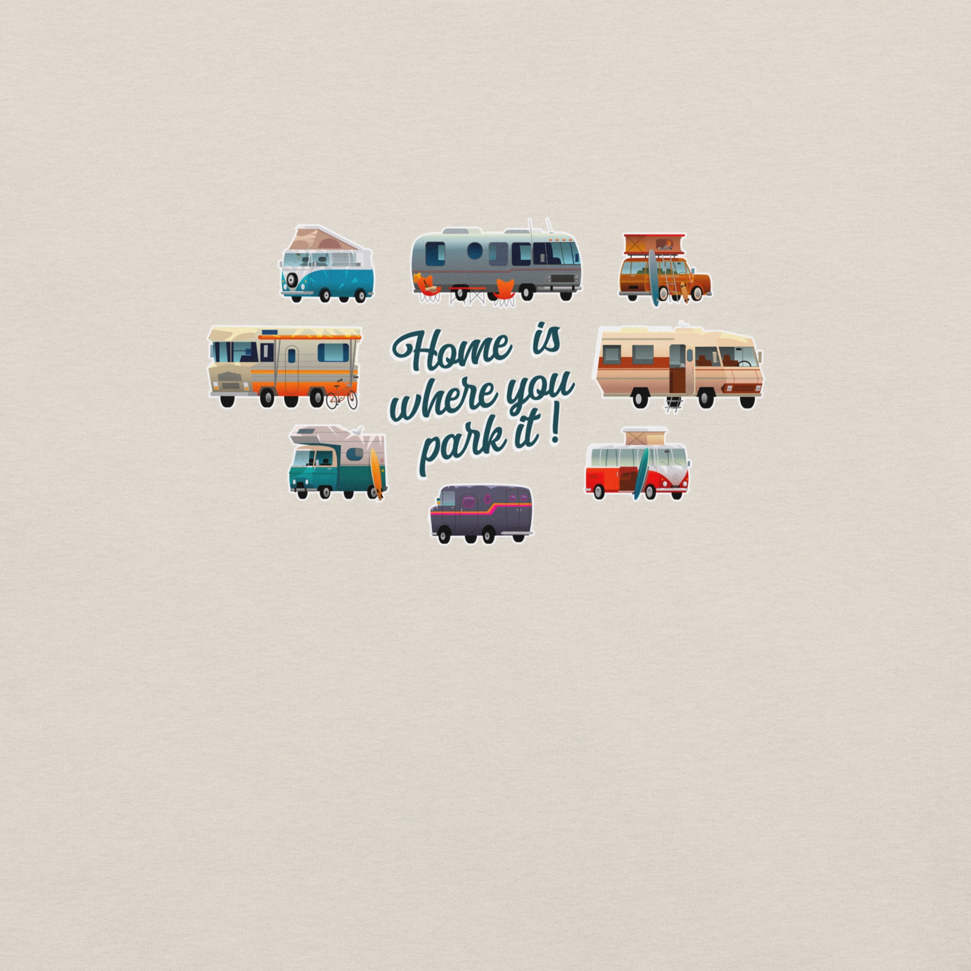 T-shirt en coton unisexe Square Vintage Campers sur couleurs chinées claires