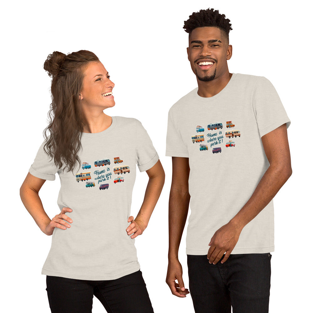 T-shirt en coton unisexe Square Vintage Campers sur couleurs chinées claires