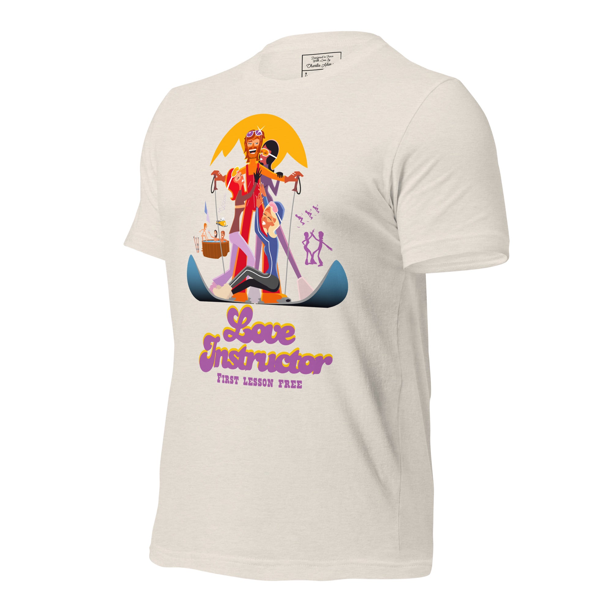 T-shirt en coton unisexe Love instructor First lesson free sur couleurs chinées claires