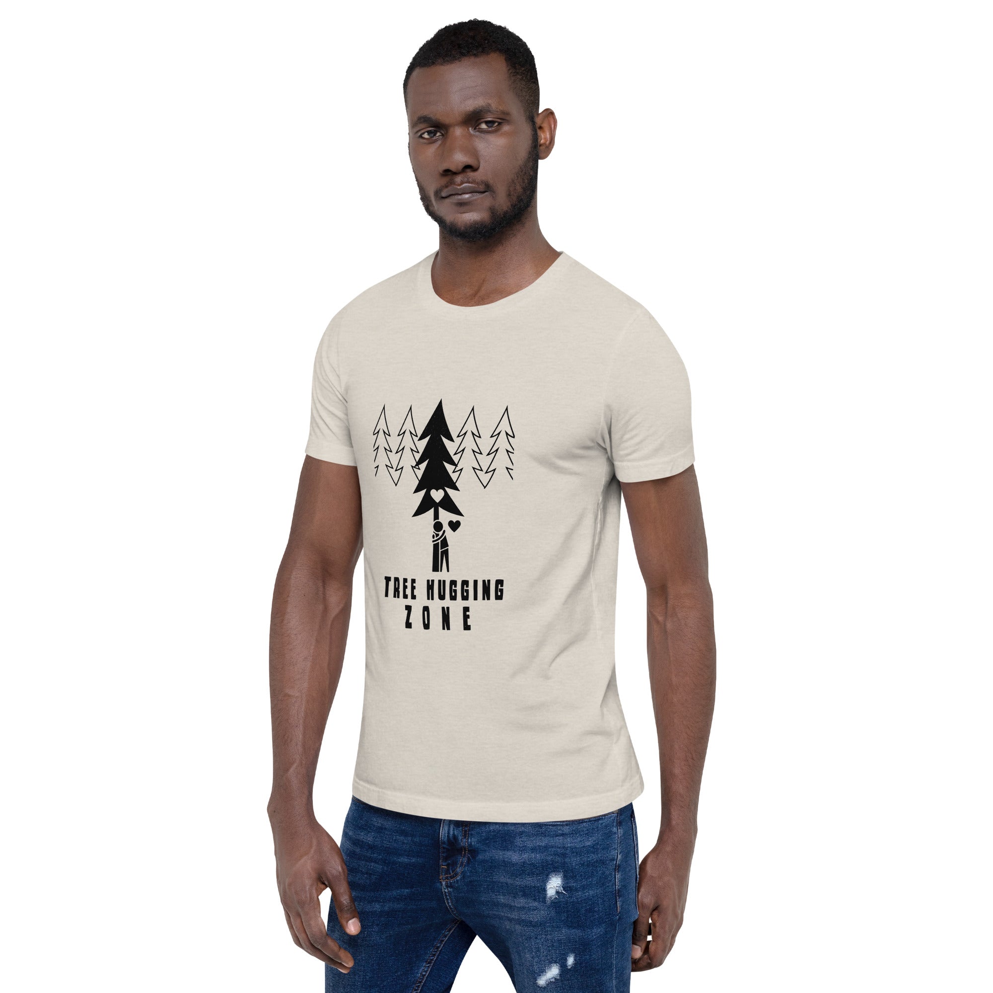 Unisex t-shirt Tree hugging zone on light heather colors
