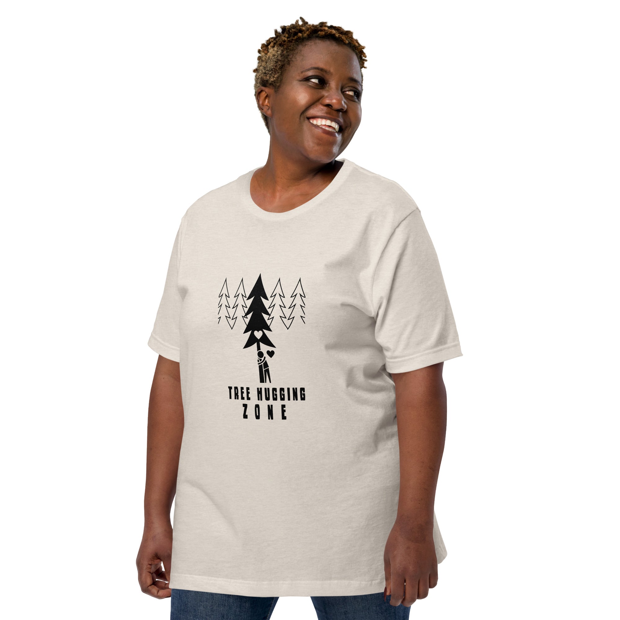 Unisex t-shirt Tree hugging zone on light heather colors
