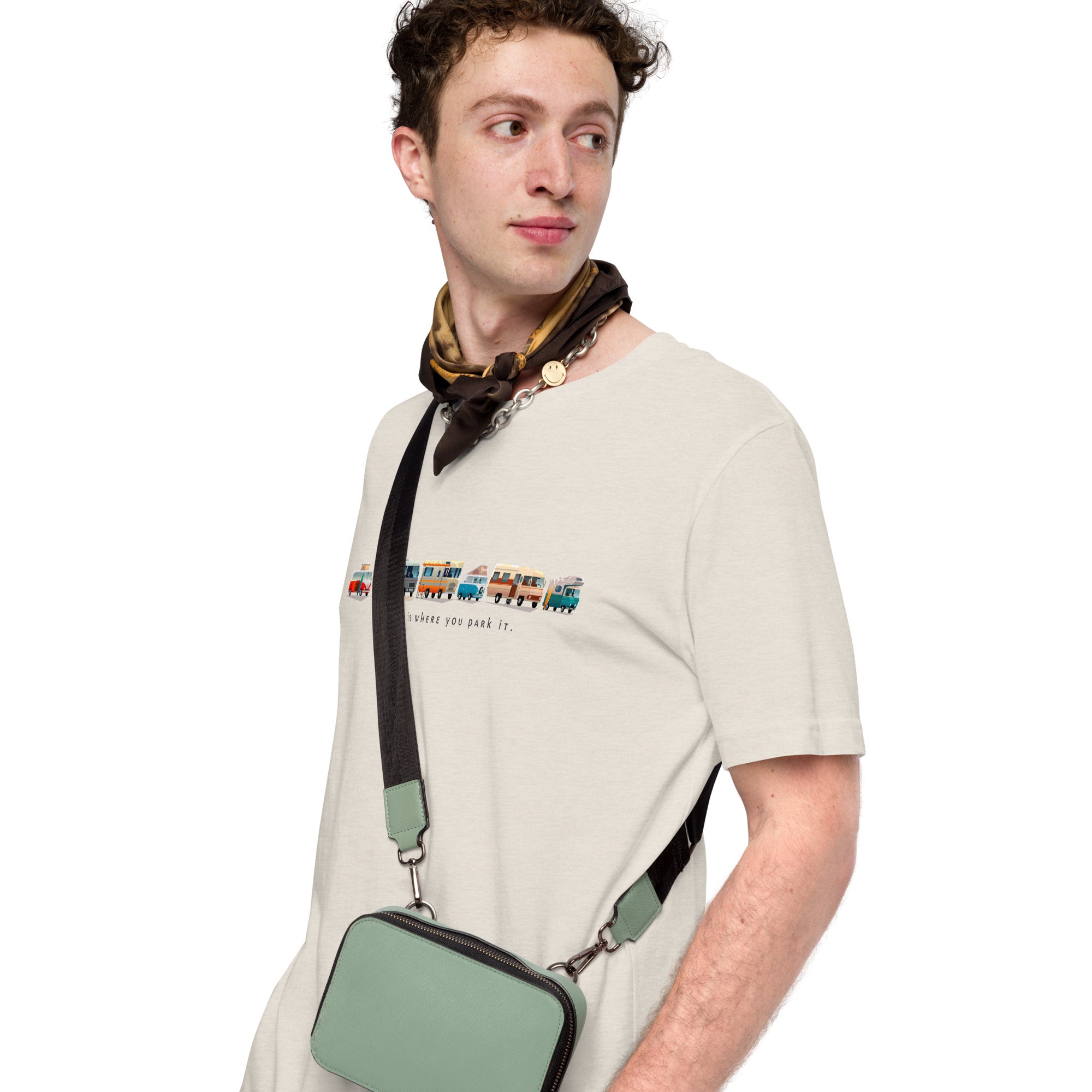 T-shirt en coton unisexe Vintage Campers sur couleurs chinées claires