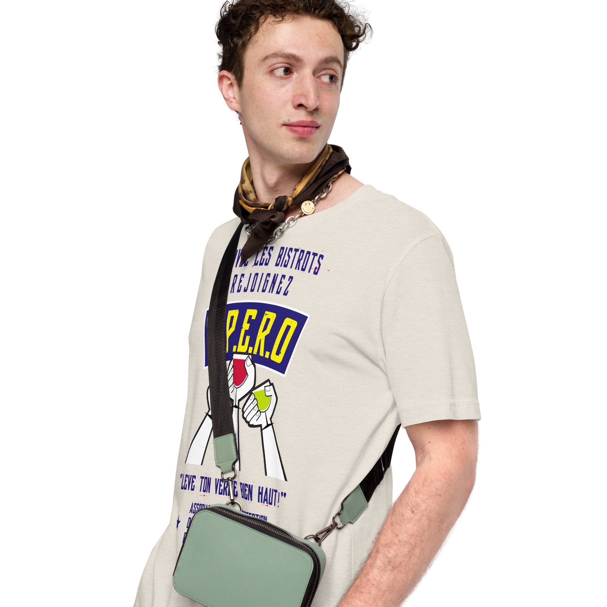 Unisex cotton t-shirt Sauvez les Bistrots, rejoignez l'Apéro on light heather colors