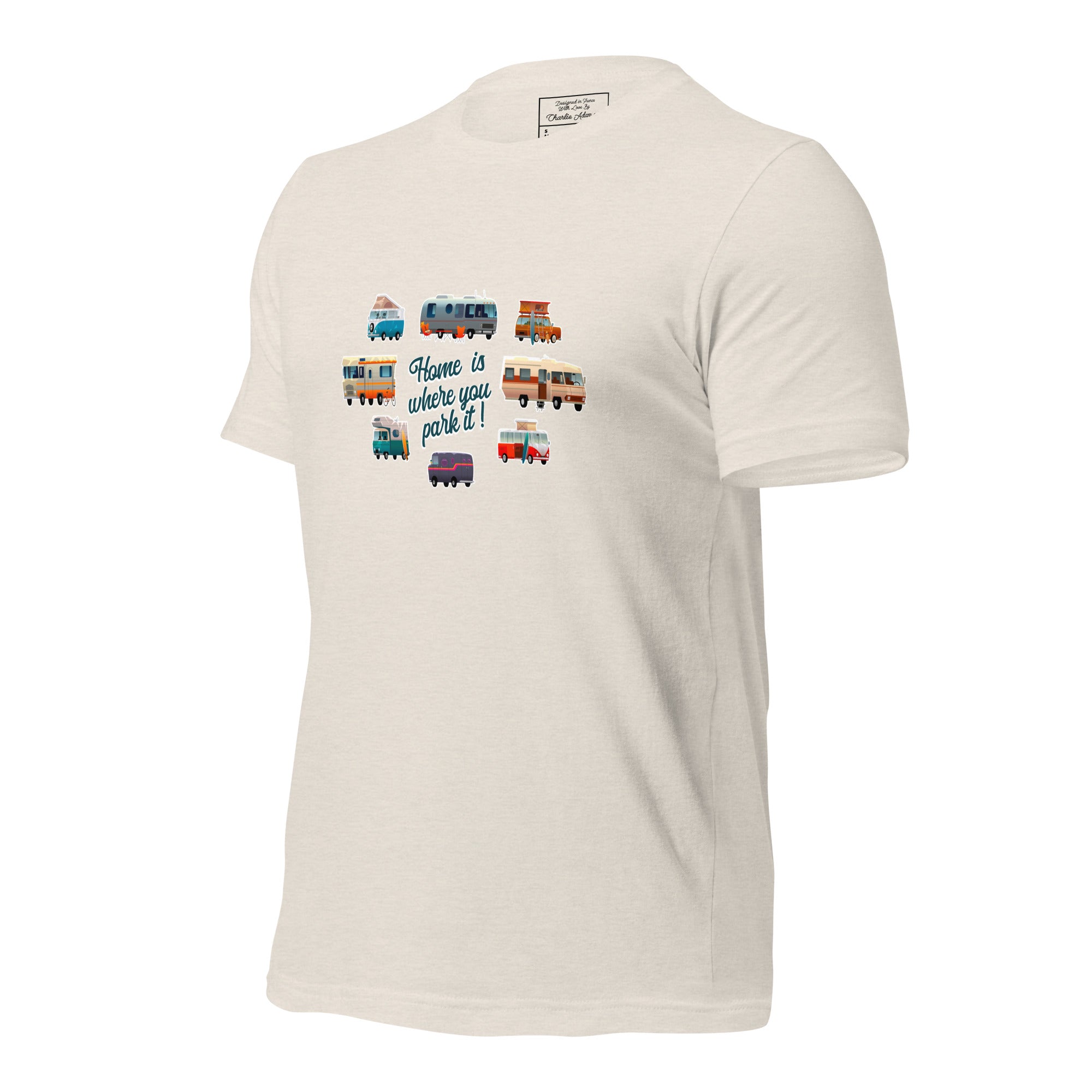T-shirt en coton unisexe Square Vintage Campers sur couleurs chinées claires