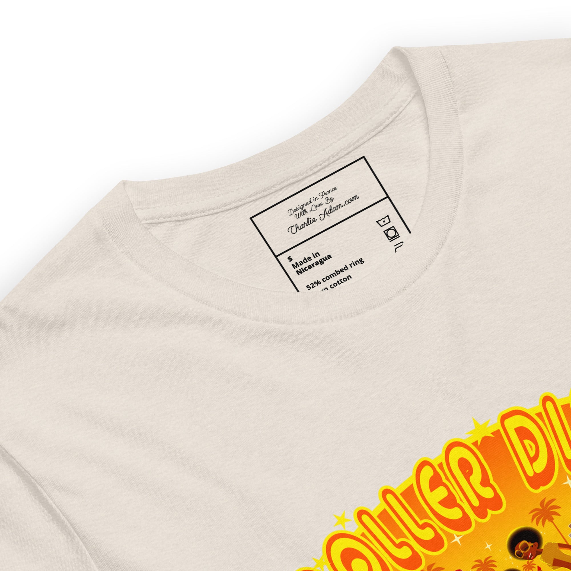 T-shirt en coton unisexe Roller Disco 1975 sur couleurs chinées claires