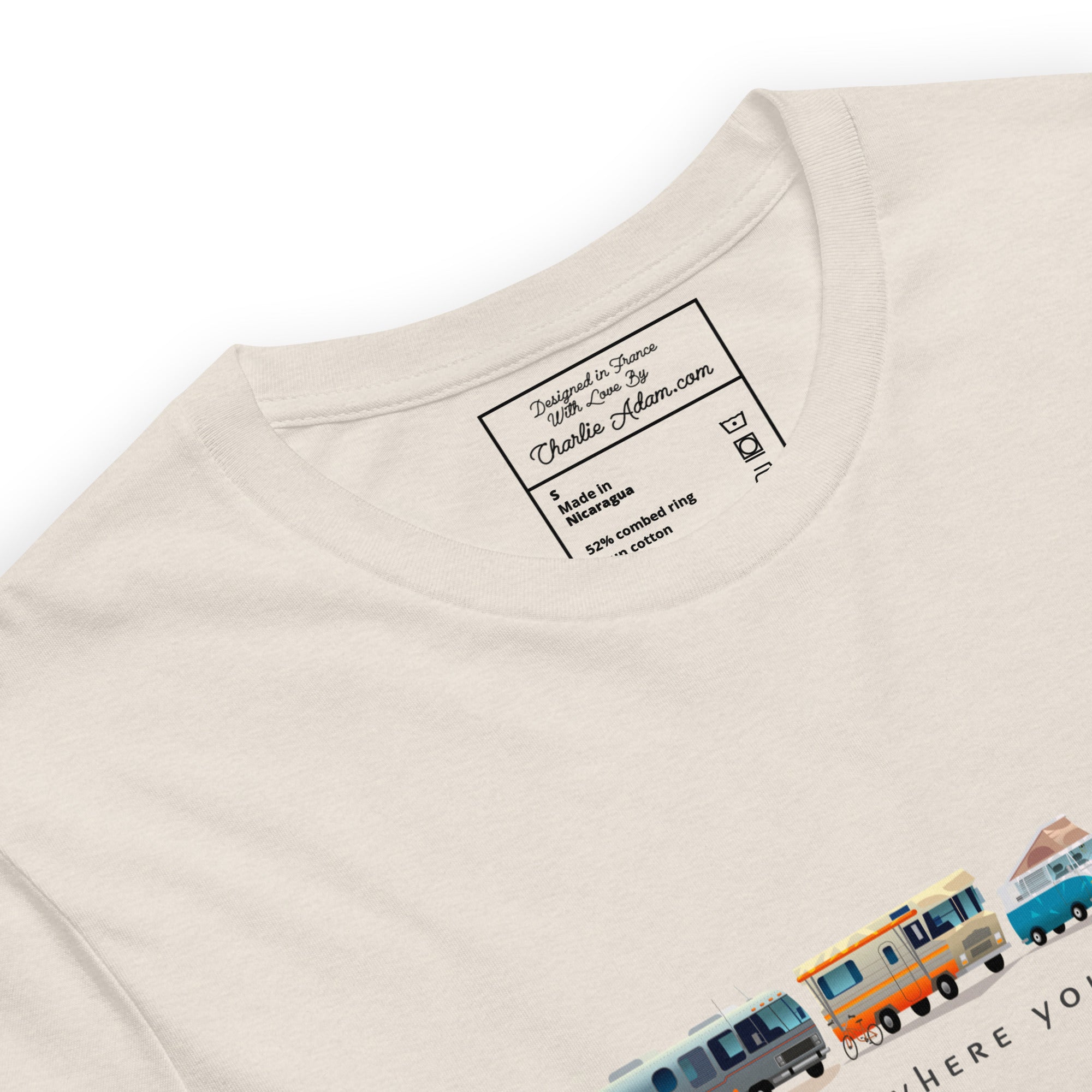 T-shirt en coton unisexe Vintage Campers sur couleurs chinées claires