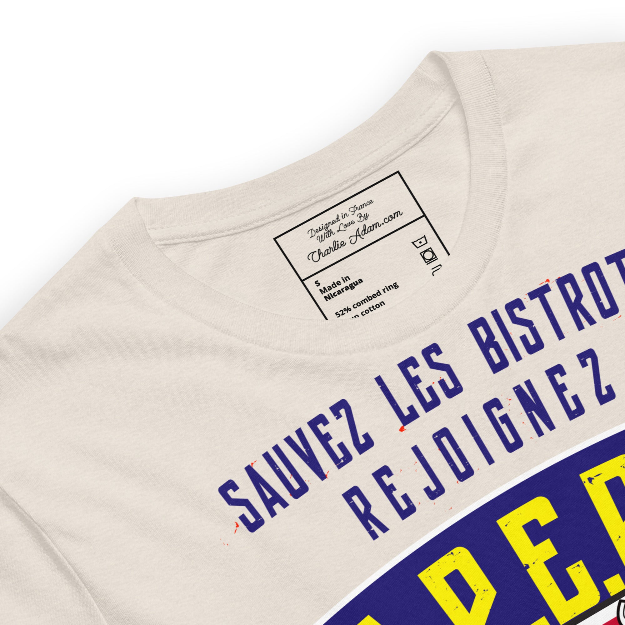 Unisex cotton t-shirt Sauvez les Bistrots, rejoignez l'Apéro on light heather colors