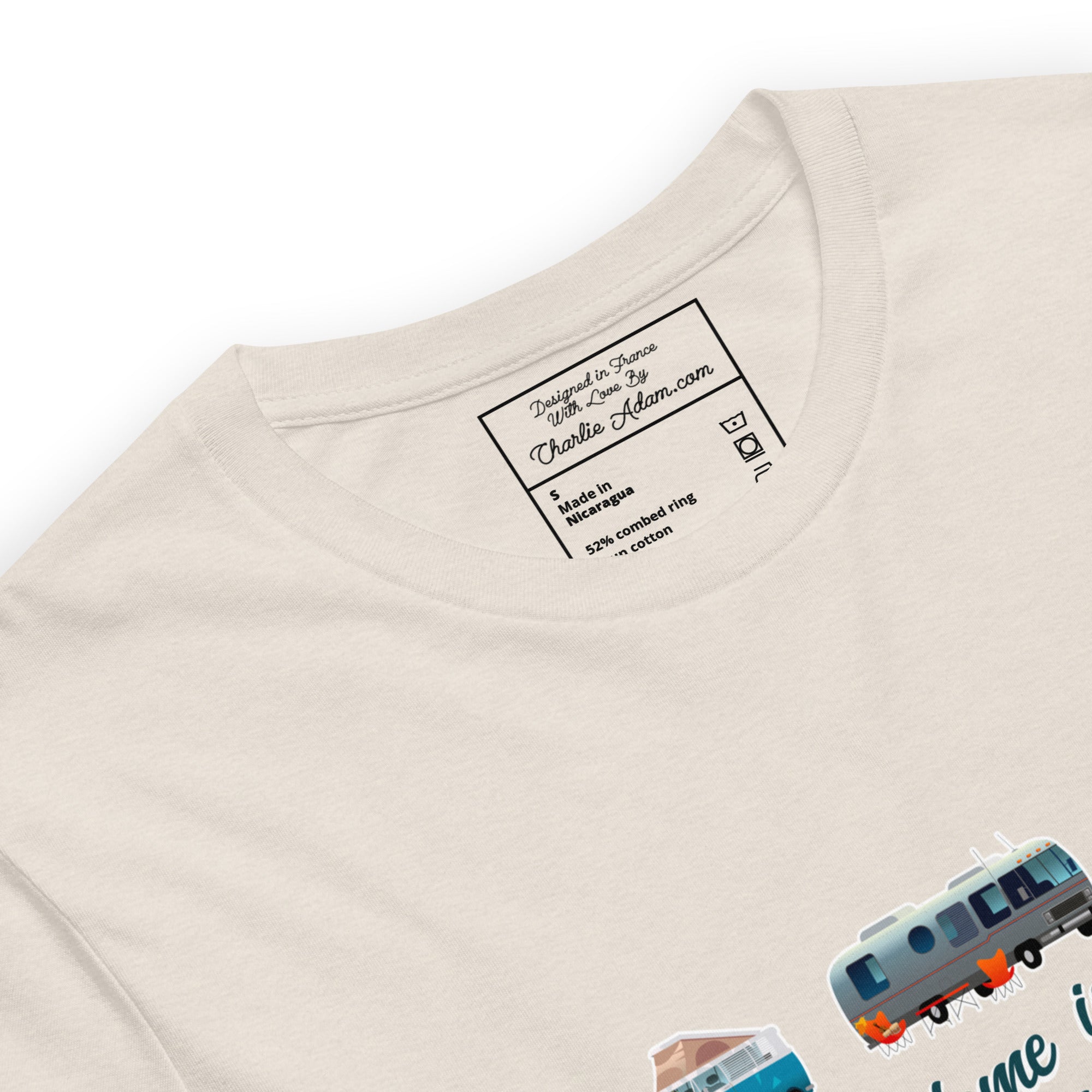 T-shirt en coton unisexe Square Vintage Campers sur couleurs chinées claires