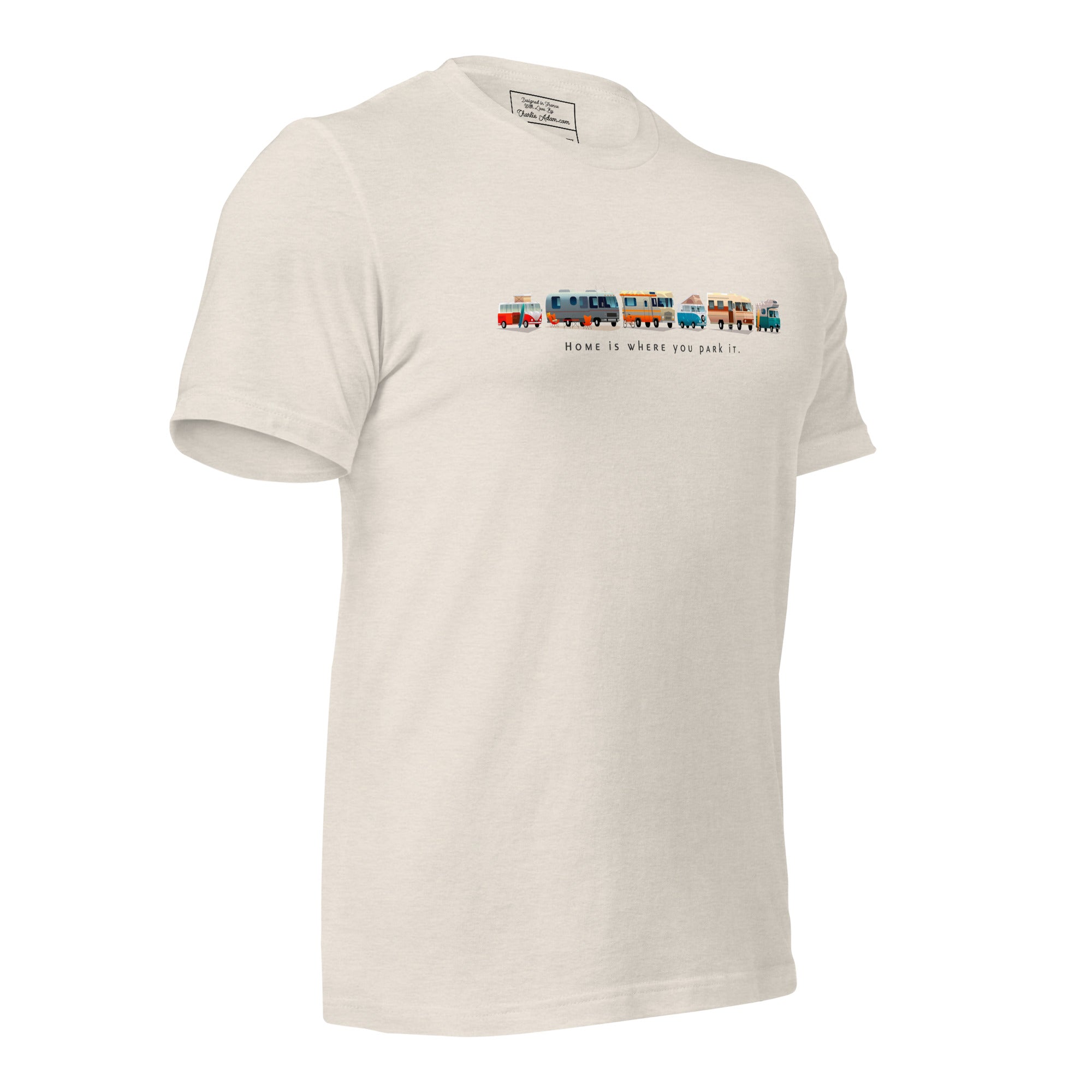 T-shirt en coton unisexe Vintage Campers sur couleurs chinées claires