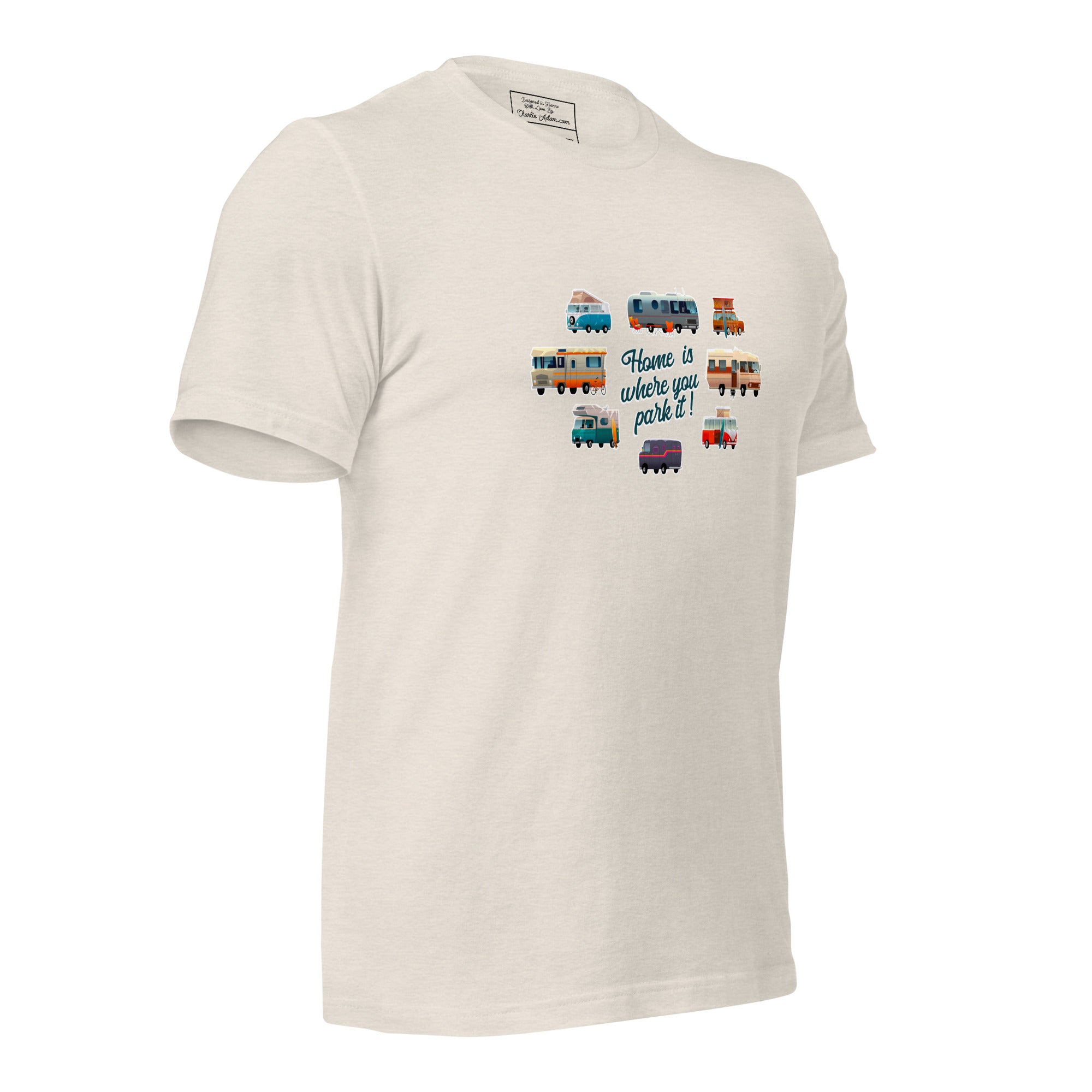 T-shirt en coton unisexe Square Vintage Campers sur couleurs chinées claires