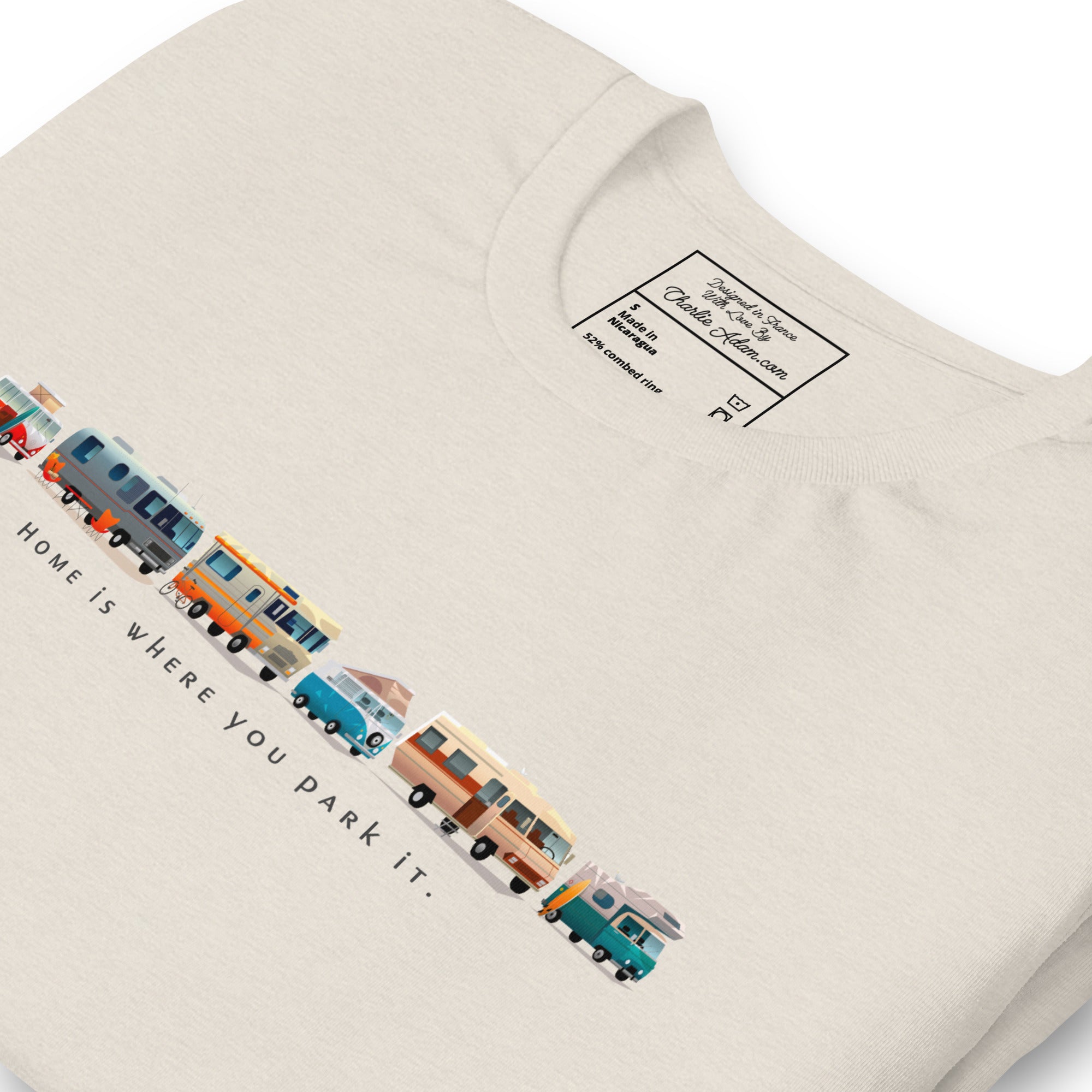 T-shirt en coton unisexe Vintage Campers sur couleurs chinées claires