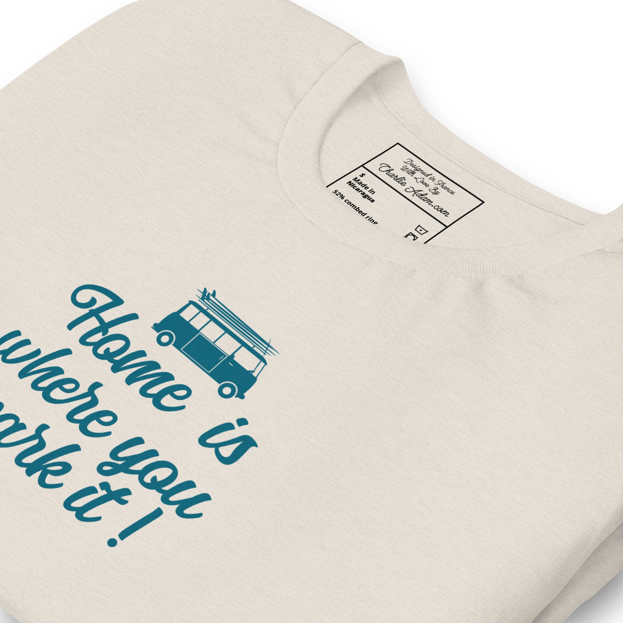 T-shirt en coton unisexe Blue Surf Combi sur couleurs chinées claires