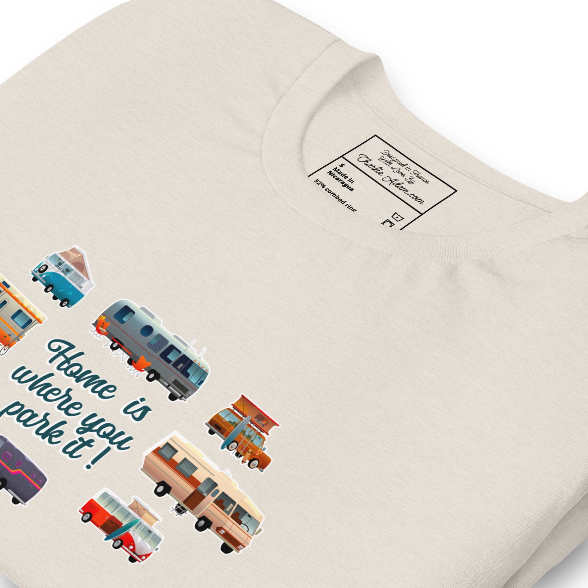T-shirt en coton unisexe Square Vintage Campers sur couleurs chinées claires