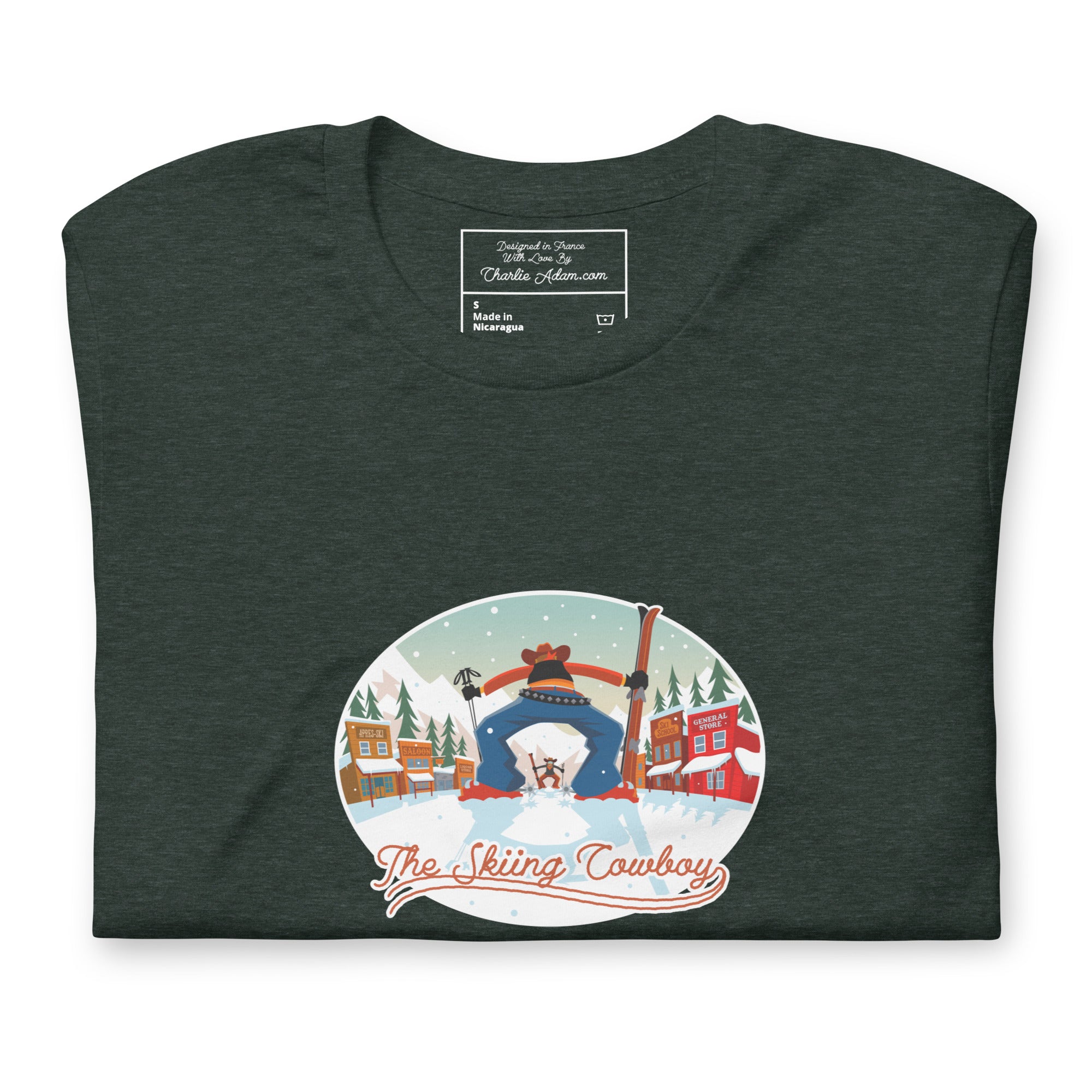 T-shirt en coton unisexe Ski Fight at OK Corral sur couleurs chinées foncées