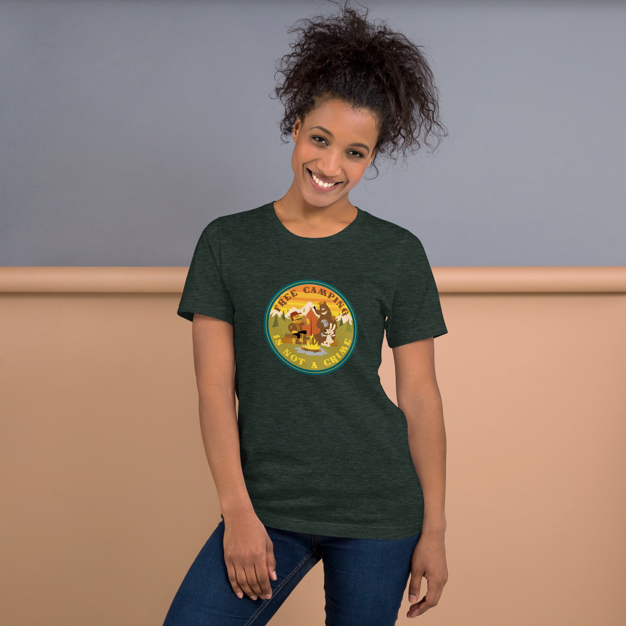 Unisex t-shirt Free Camping is not a crime on dark heather colors