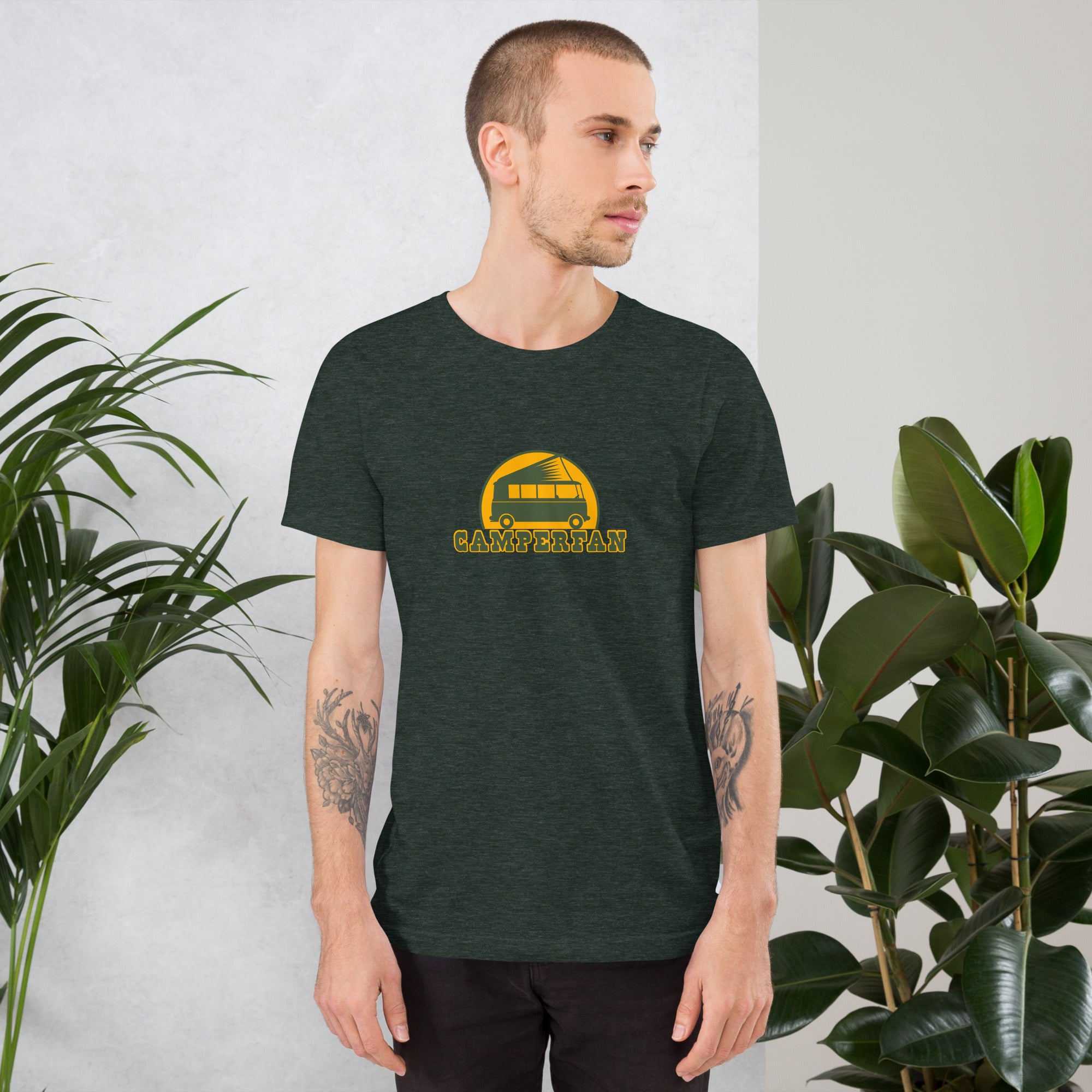 Unisex t-shirt Camperfan on dark heather colors