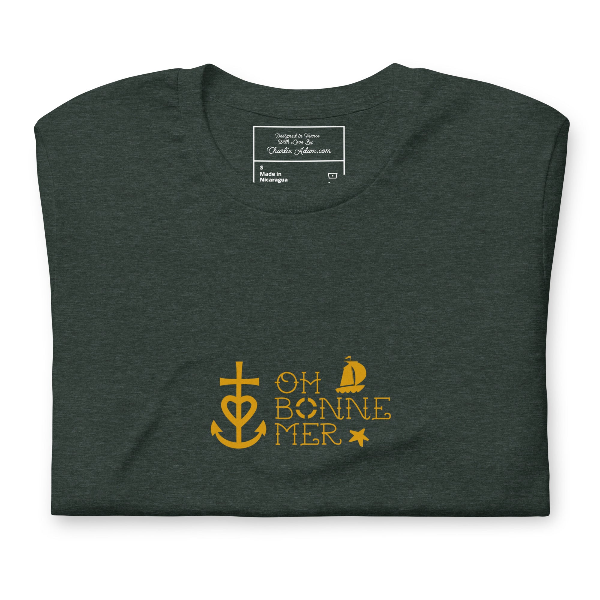 Unisex cotton t-shirt Oh Bonne Mer 2 on dark heather colors