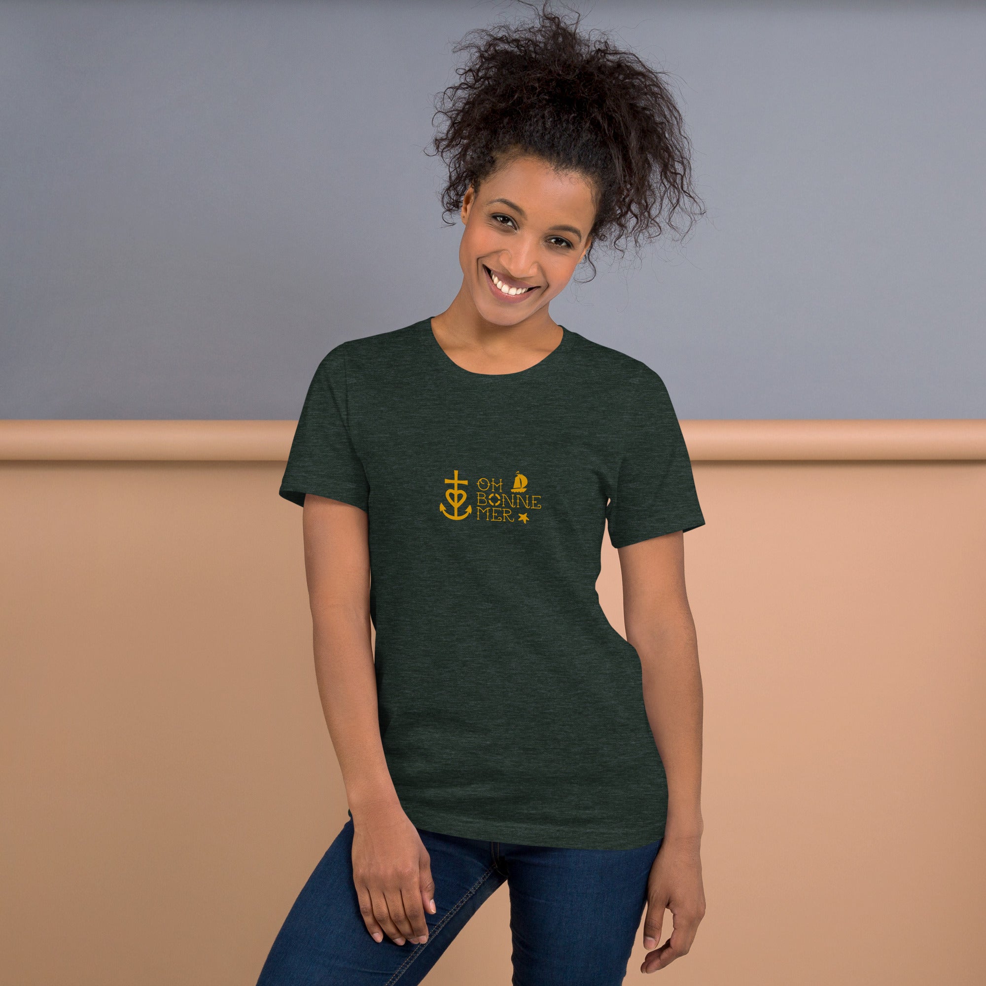 Unisex cotton t-shirt Oh Bonne Mer 2 on dark heather colors