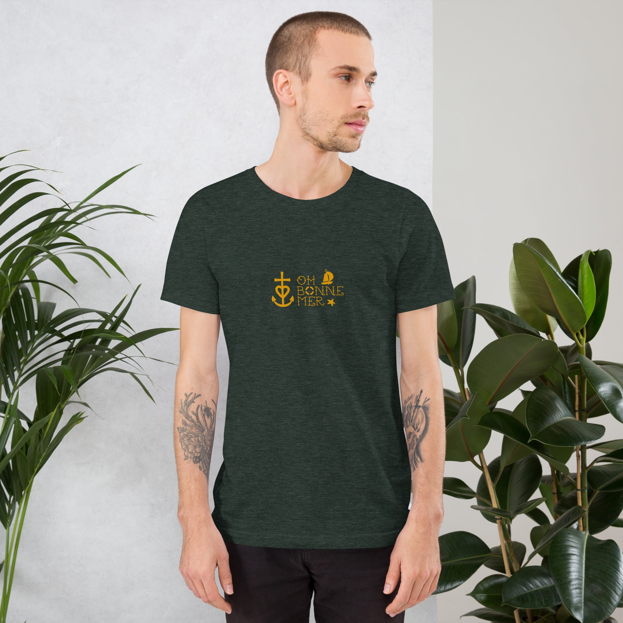 Unisex cotton t-shirt Oh Bonne Mer 2 on dark heather colors