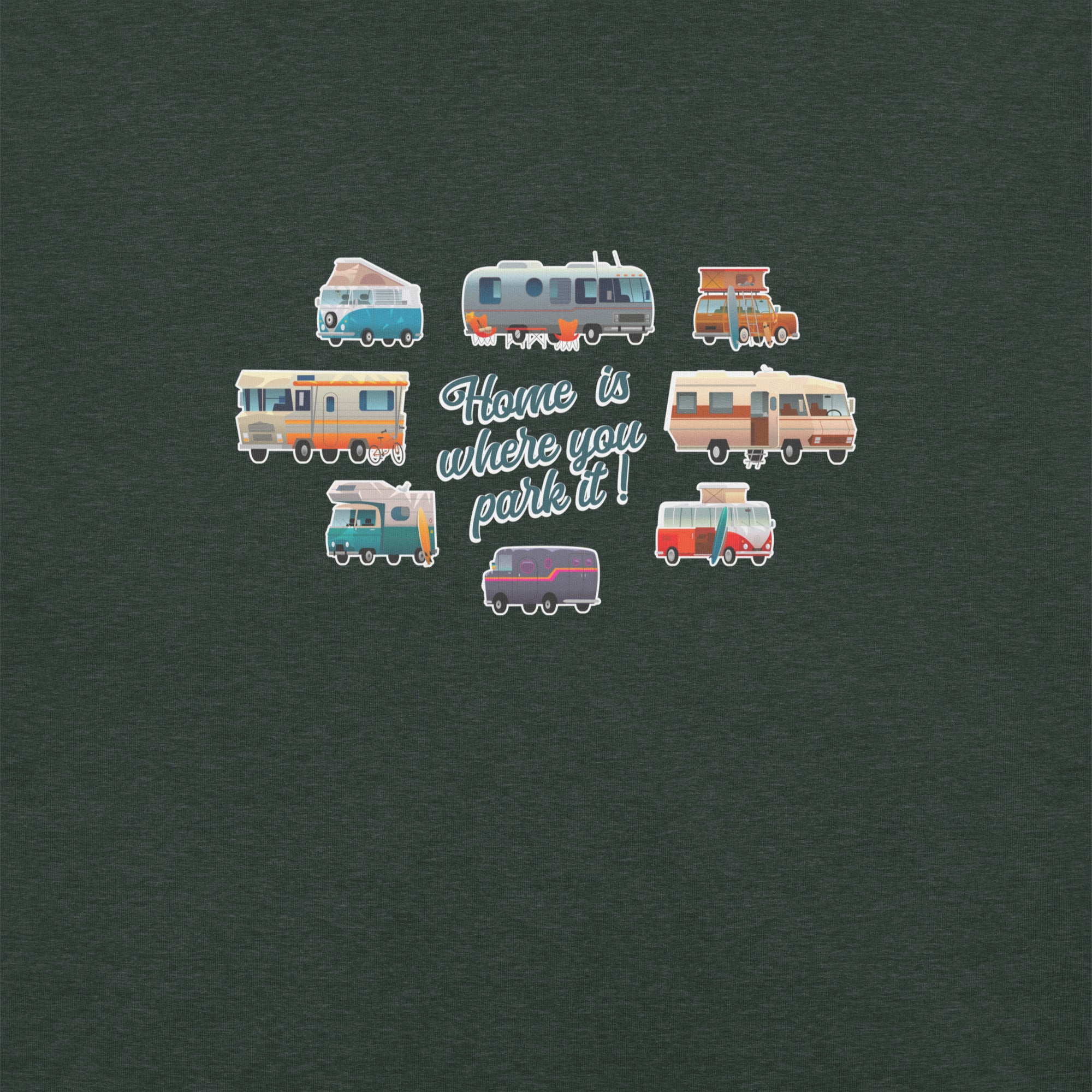 T-shirt en coton unisexe Square Vintage Campers sur couleurs chinées foncées