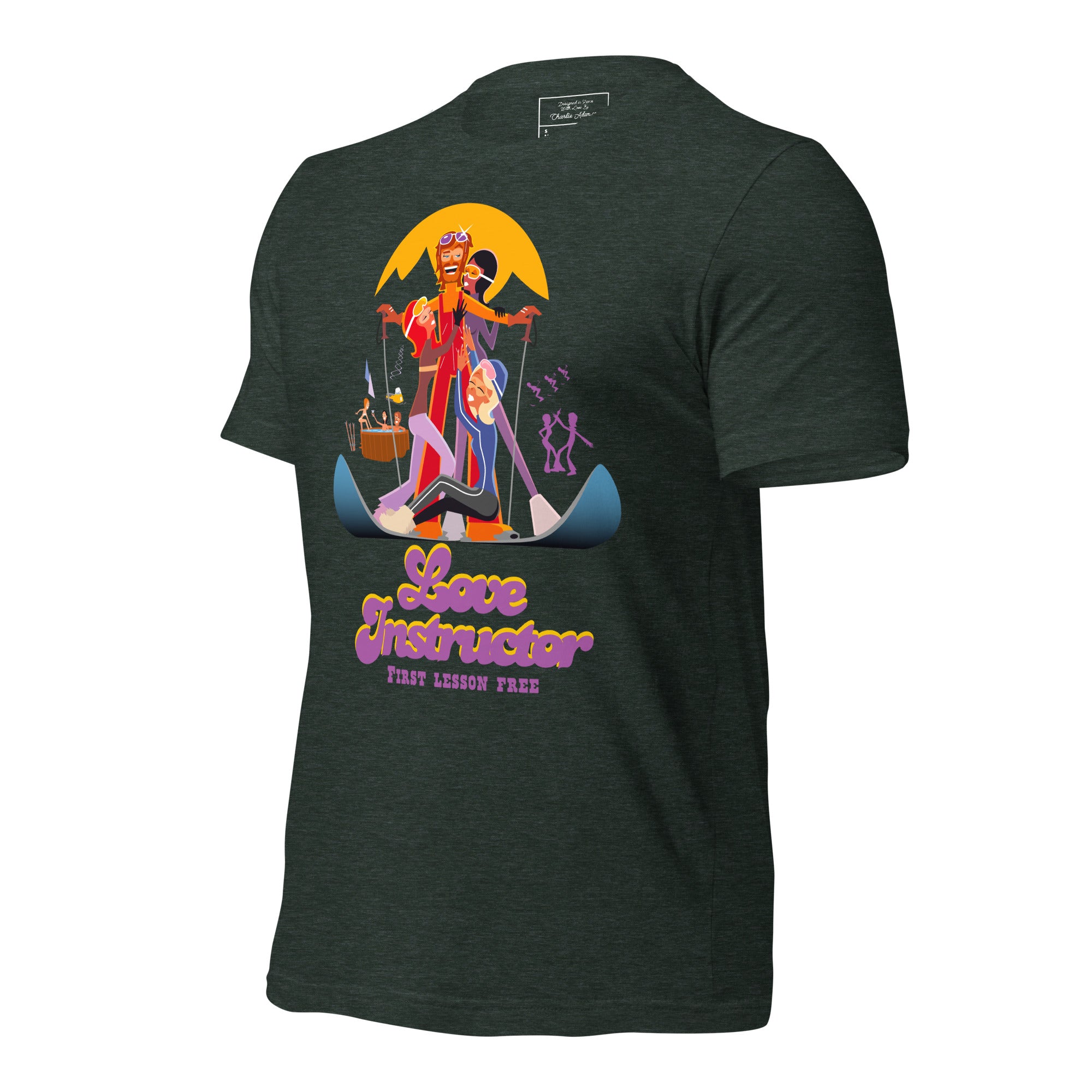 Unisex t-shirt Love instructor First lesson free on dark heather colors