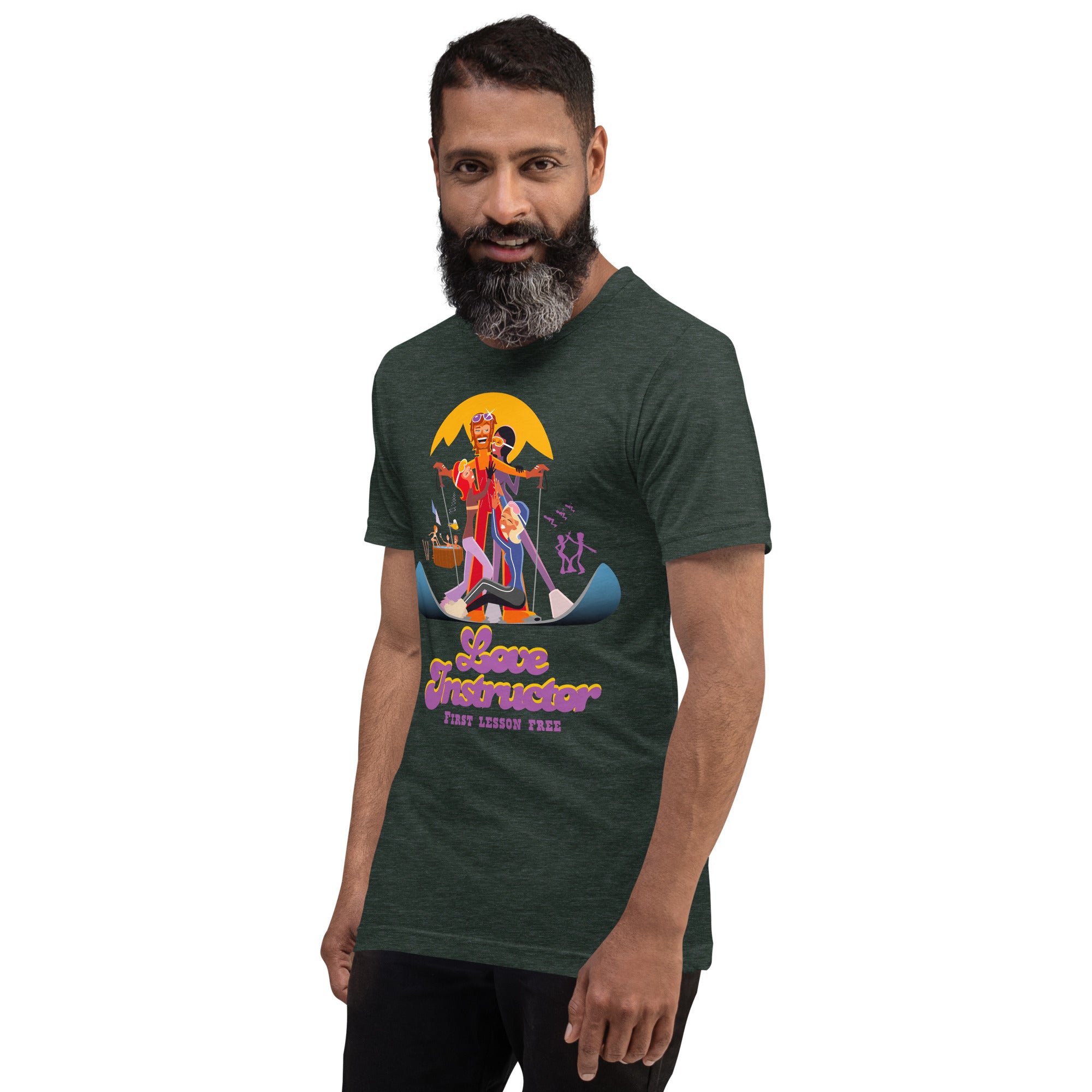 Unisex t-shirt Love instructor First lesson free on dark heather colors
